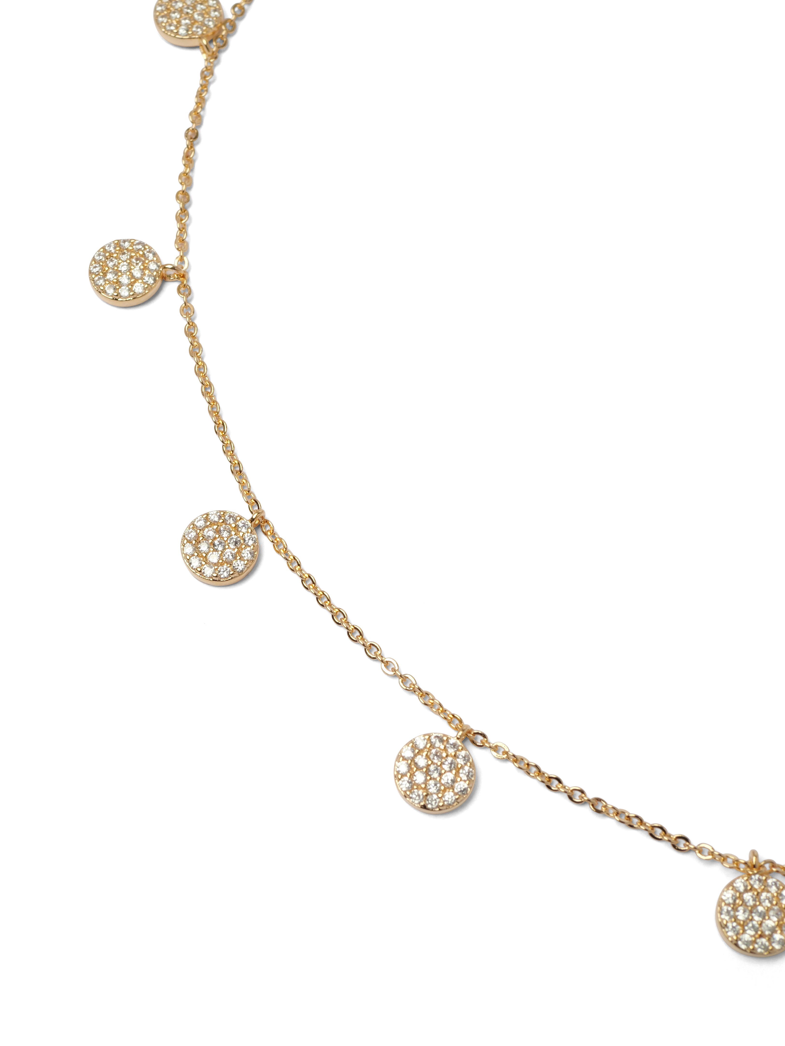 Cubic Zirconia Disc Necklace in Gold