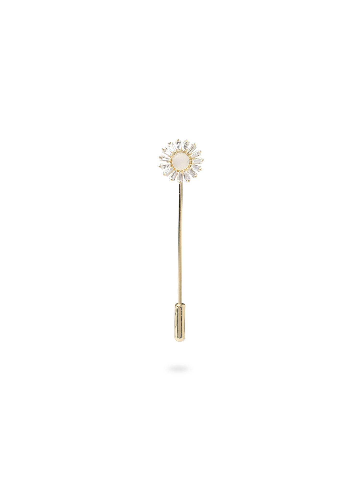 Dahlia Scarf Pin in White and Gold