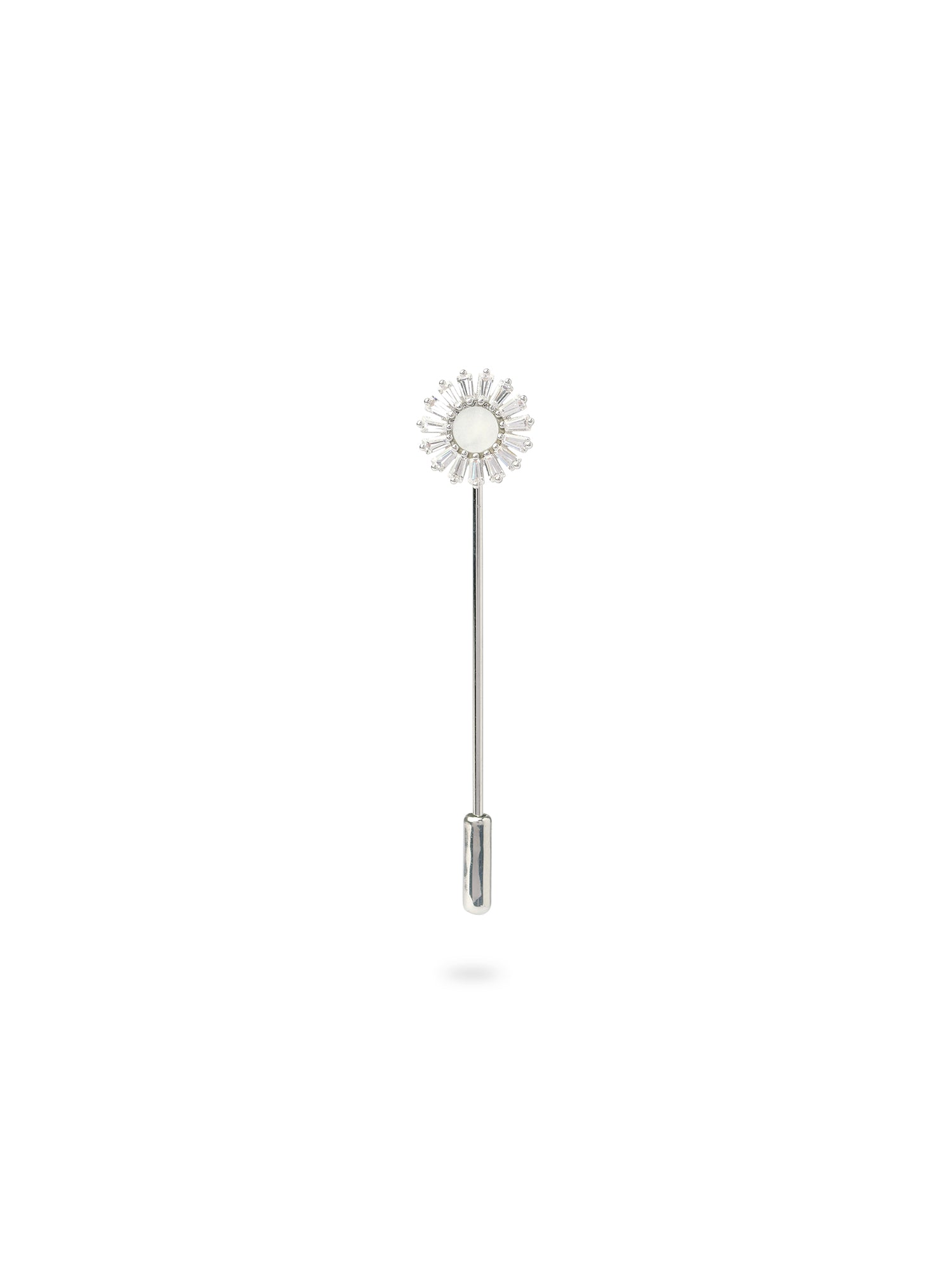 Dahlia Scarf Pin in White and Rhodium