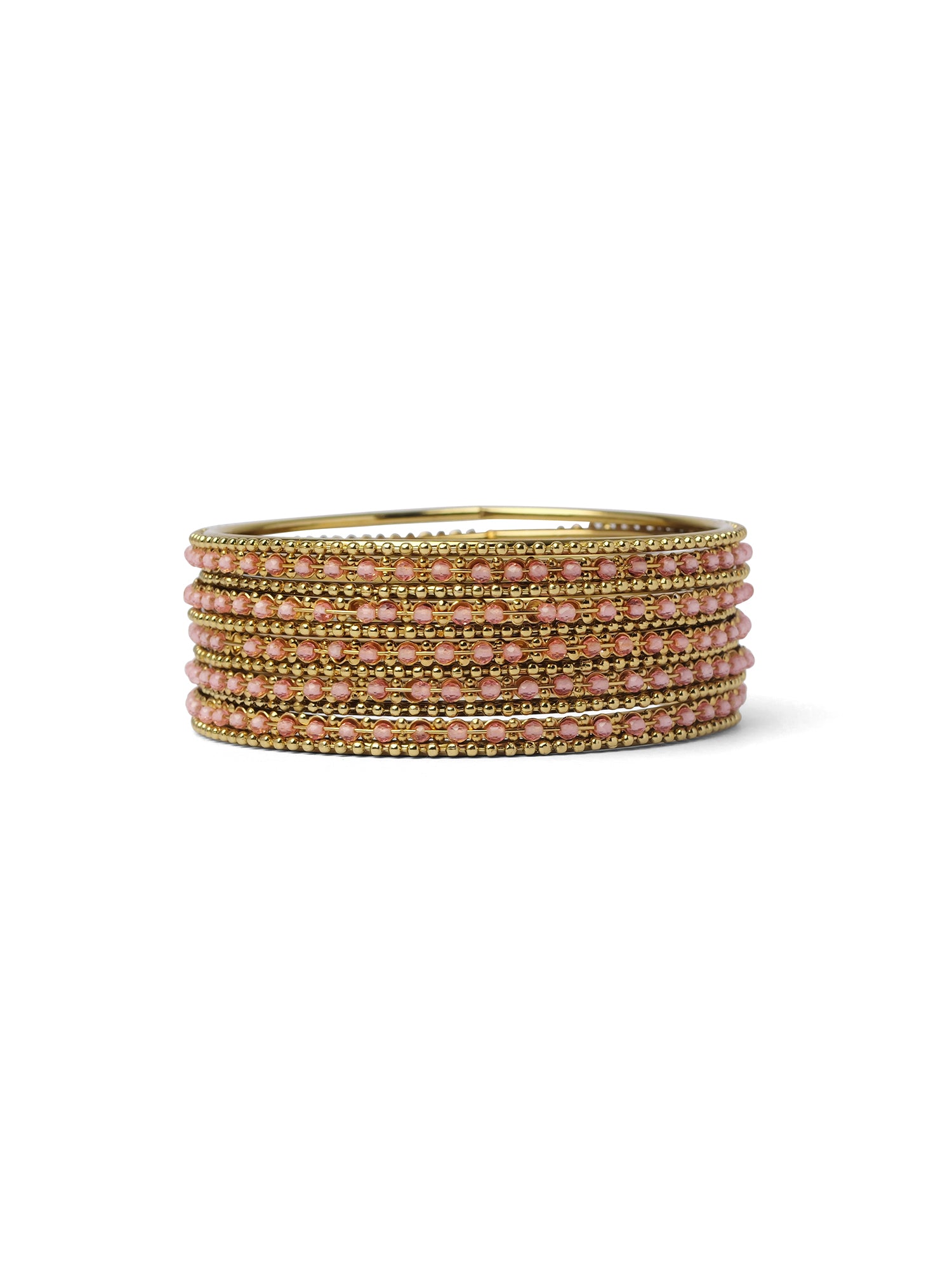 Damini Bangle Set in Light Pink and Antique Gold