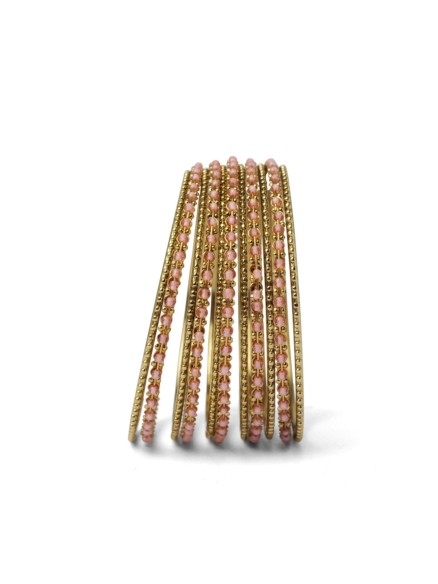 Damini Bangle Set in Light Pink and Antique Gold