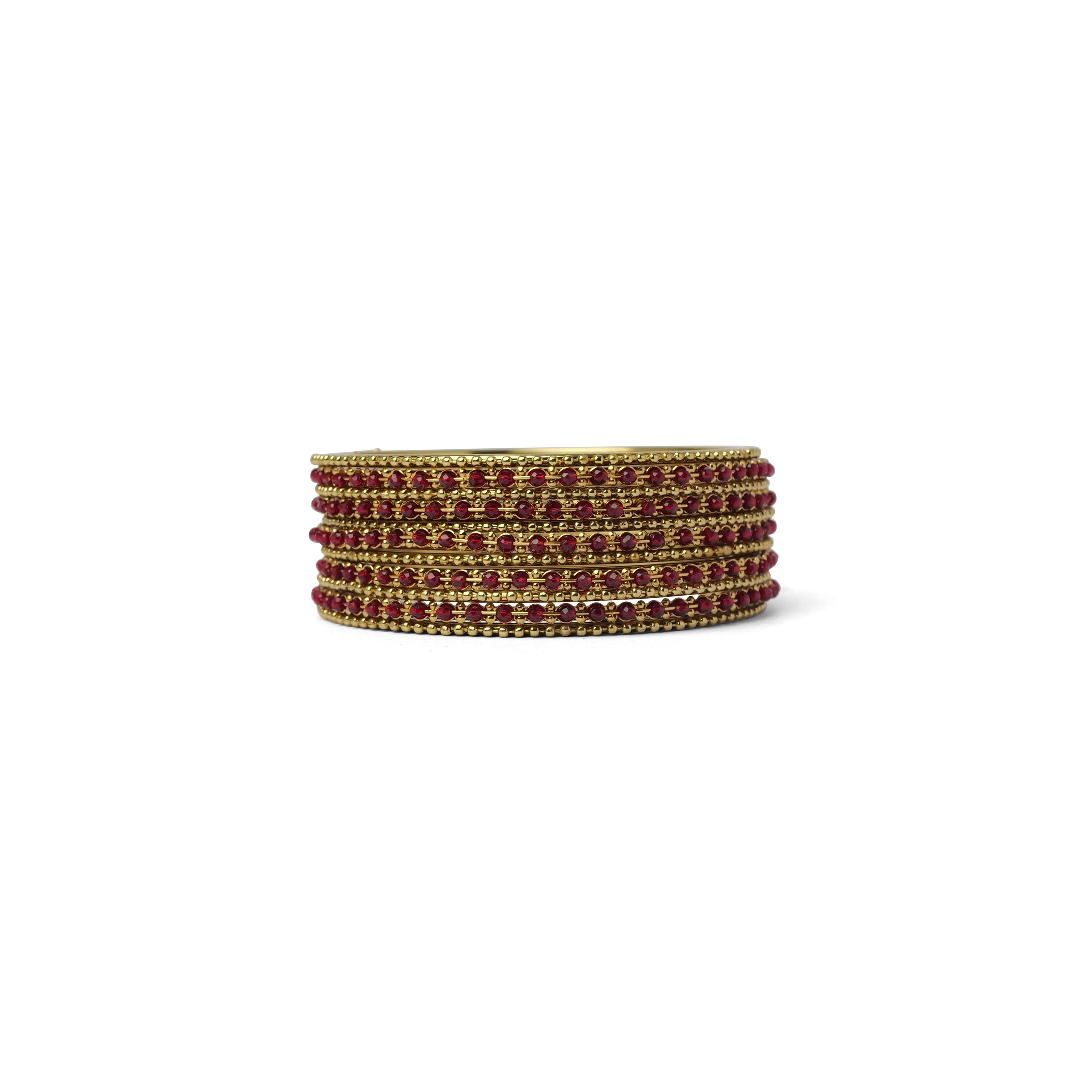 Damini Bangle Set in Maroon and Antique Gold