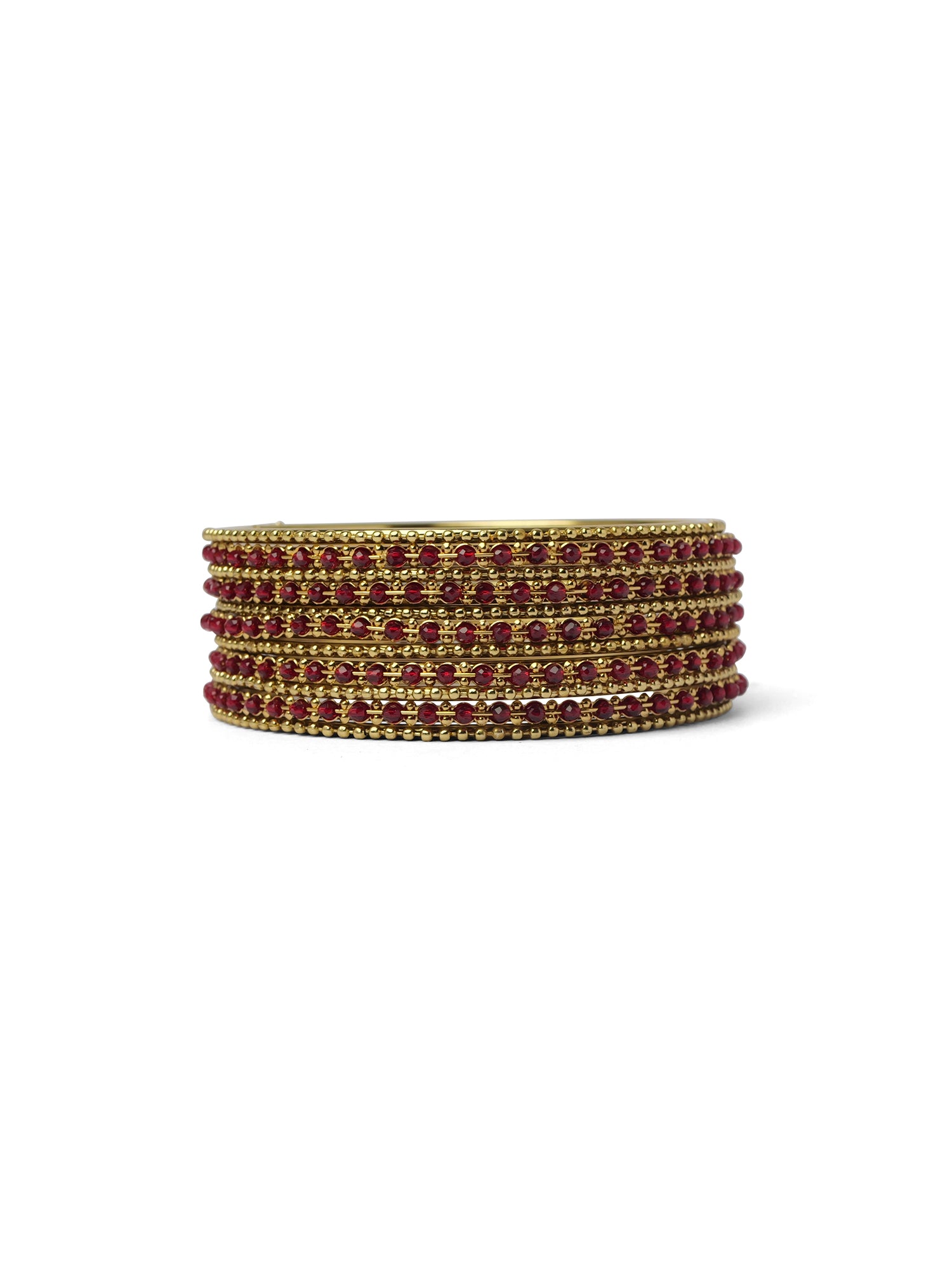 Damini Bangle Set in Maroon and Antique Gold