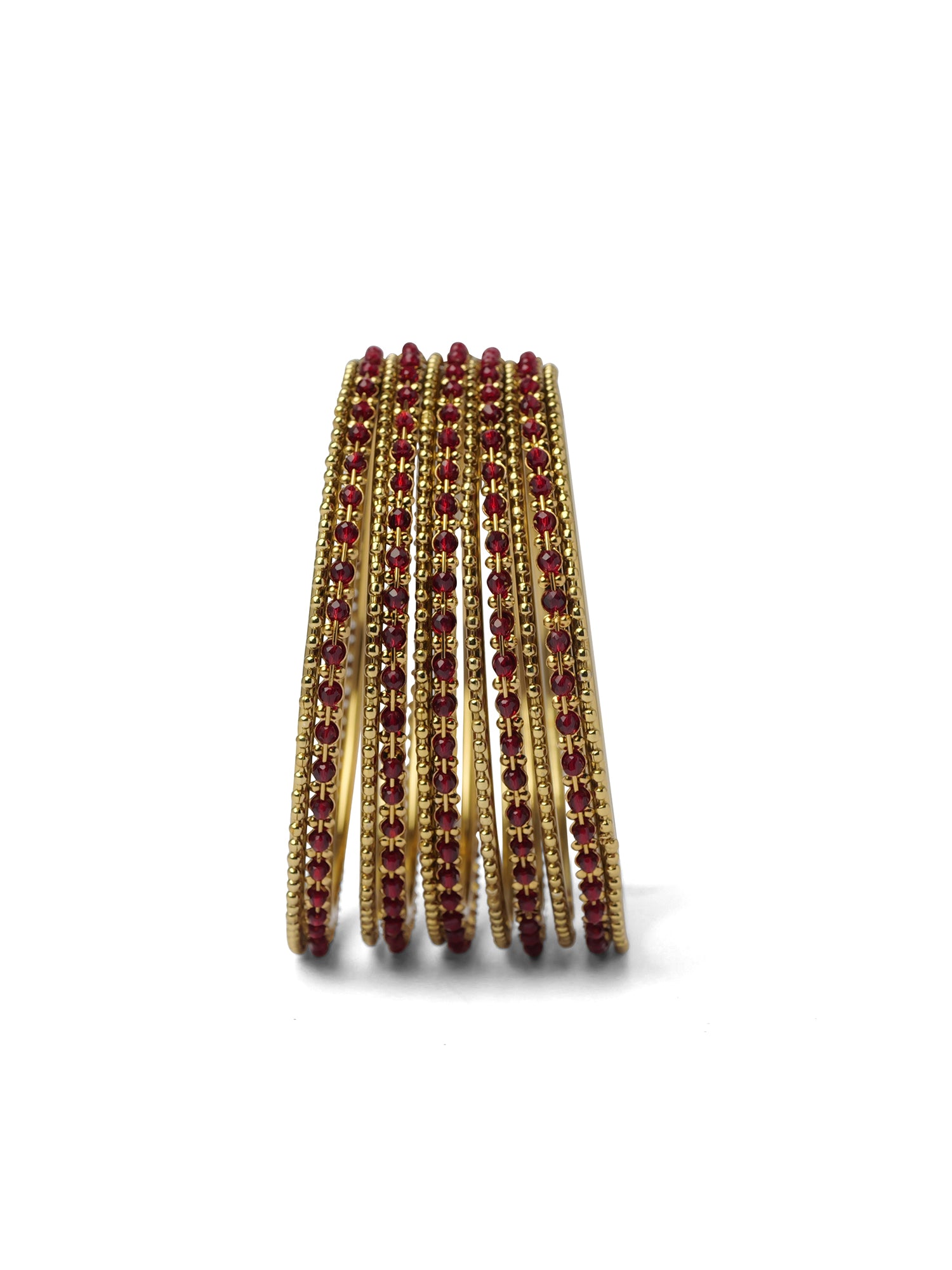 Damini Bangle Set in Maroon and Antique Gold