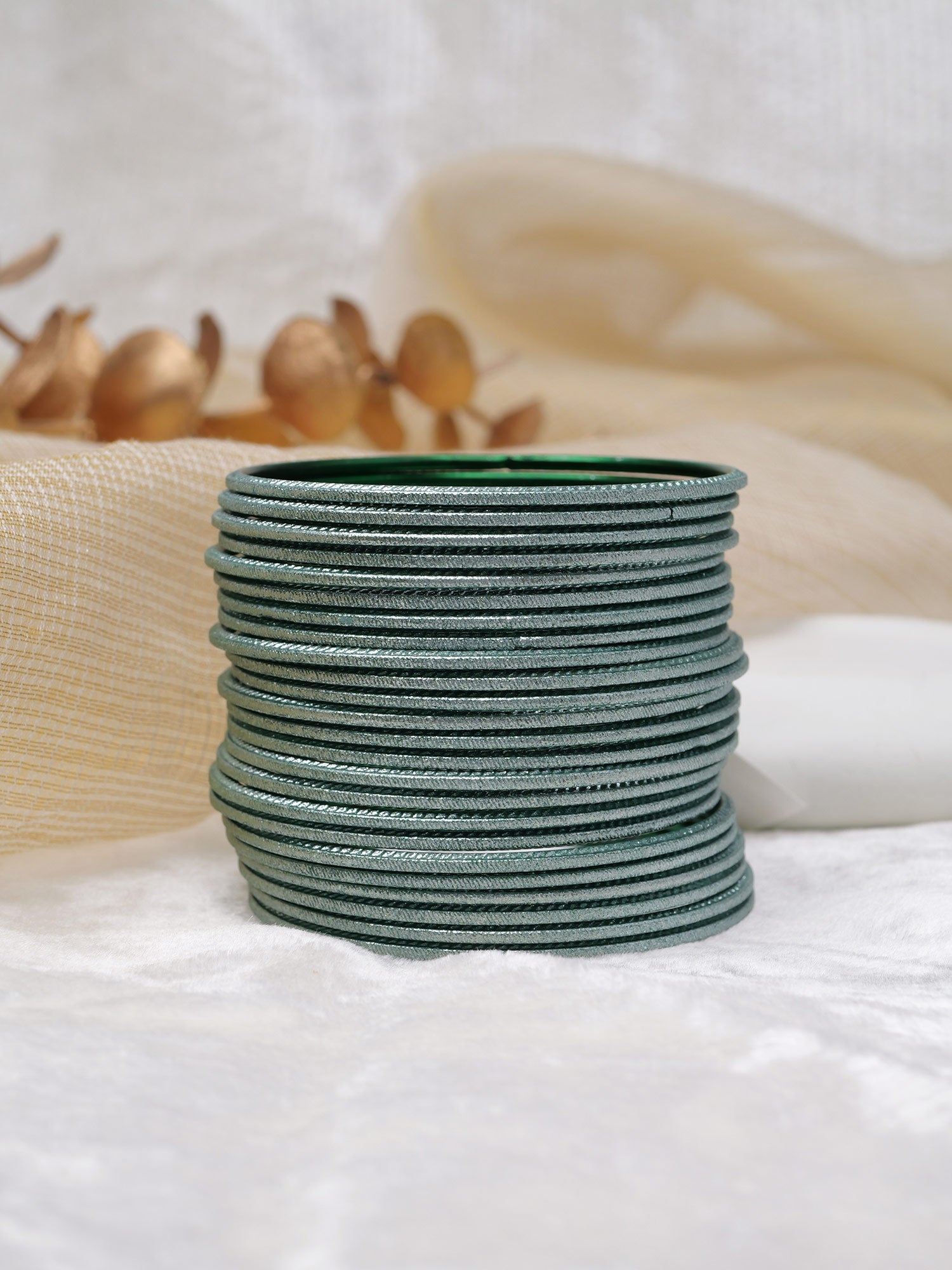 Dark Sage Green Shimmer Bangles