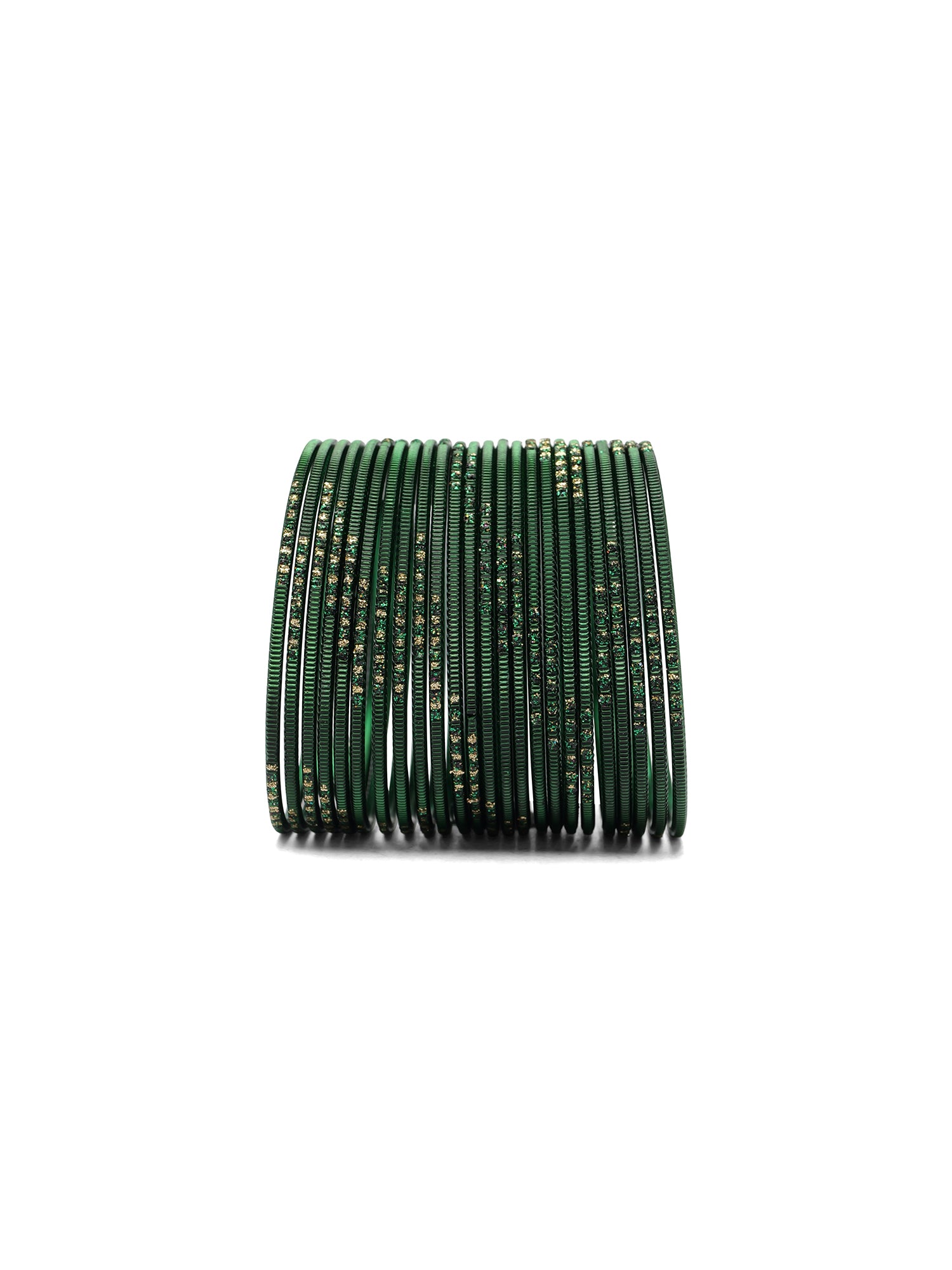 Dark Green Glitter Etched Bangles