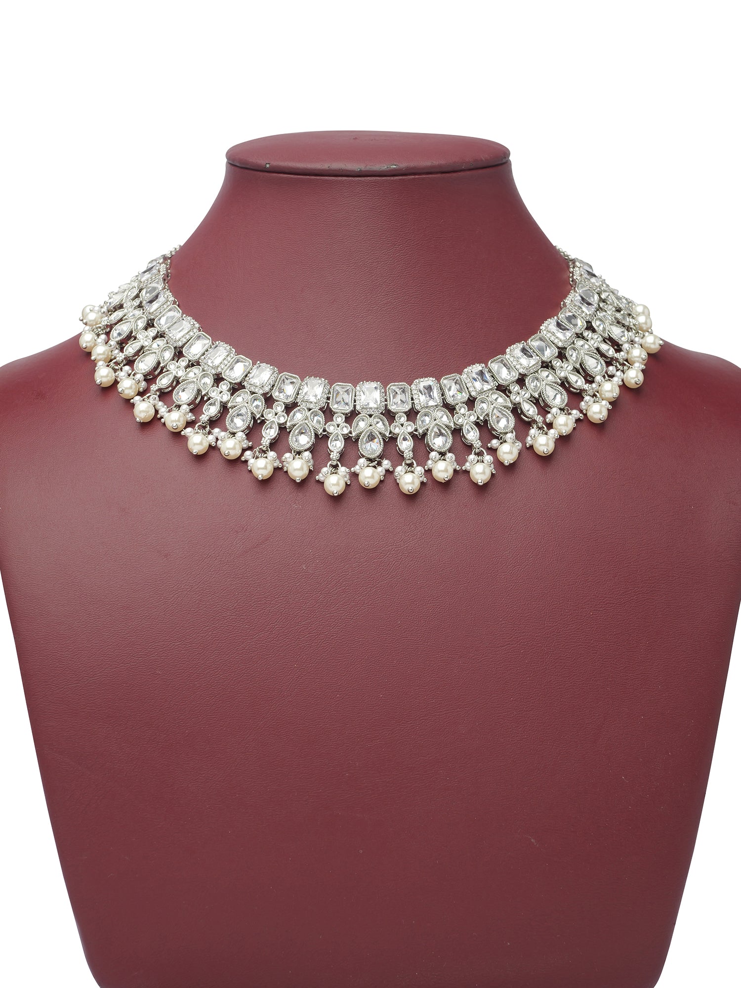 Devanshi Necklace Set in Rhodium