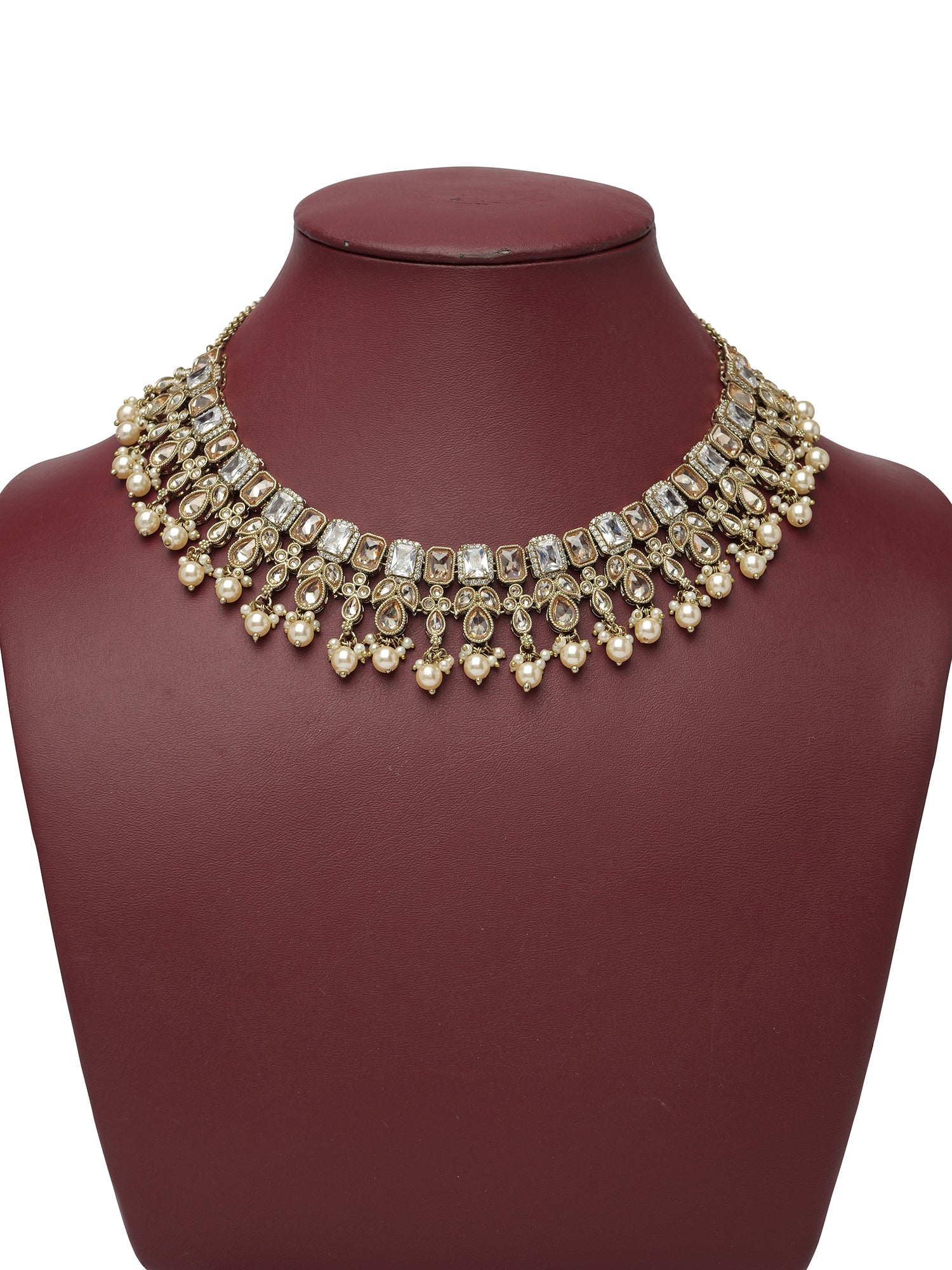 Devanshi Necklace Set in White and Champagne