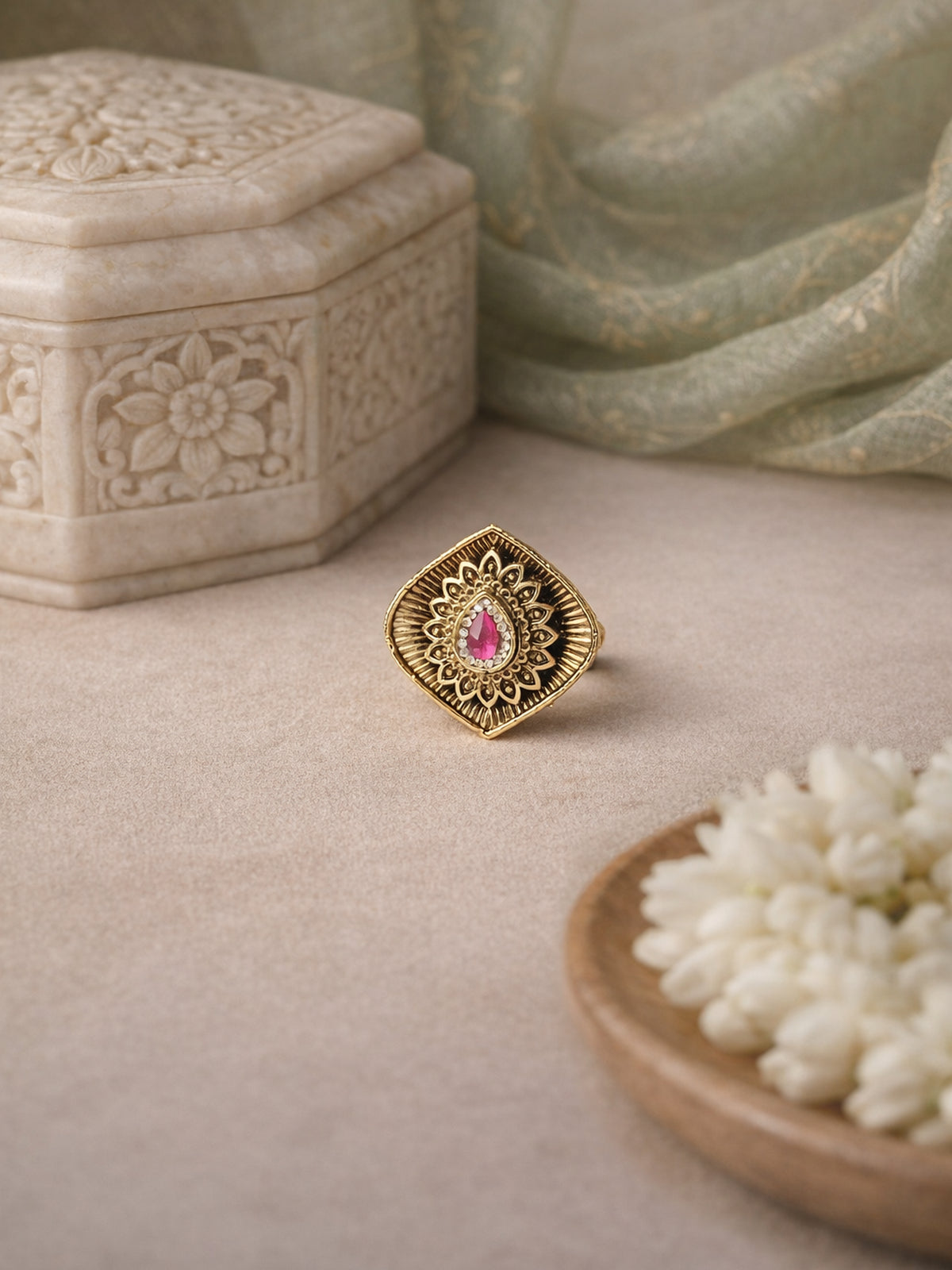 Devika Classic Ring in Hot Pink 
