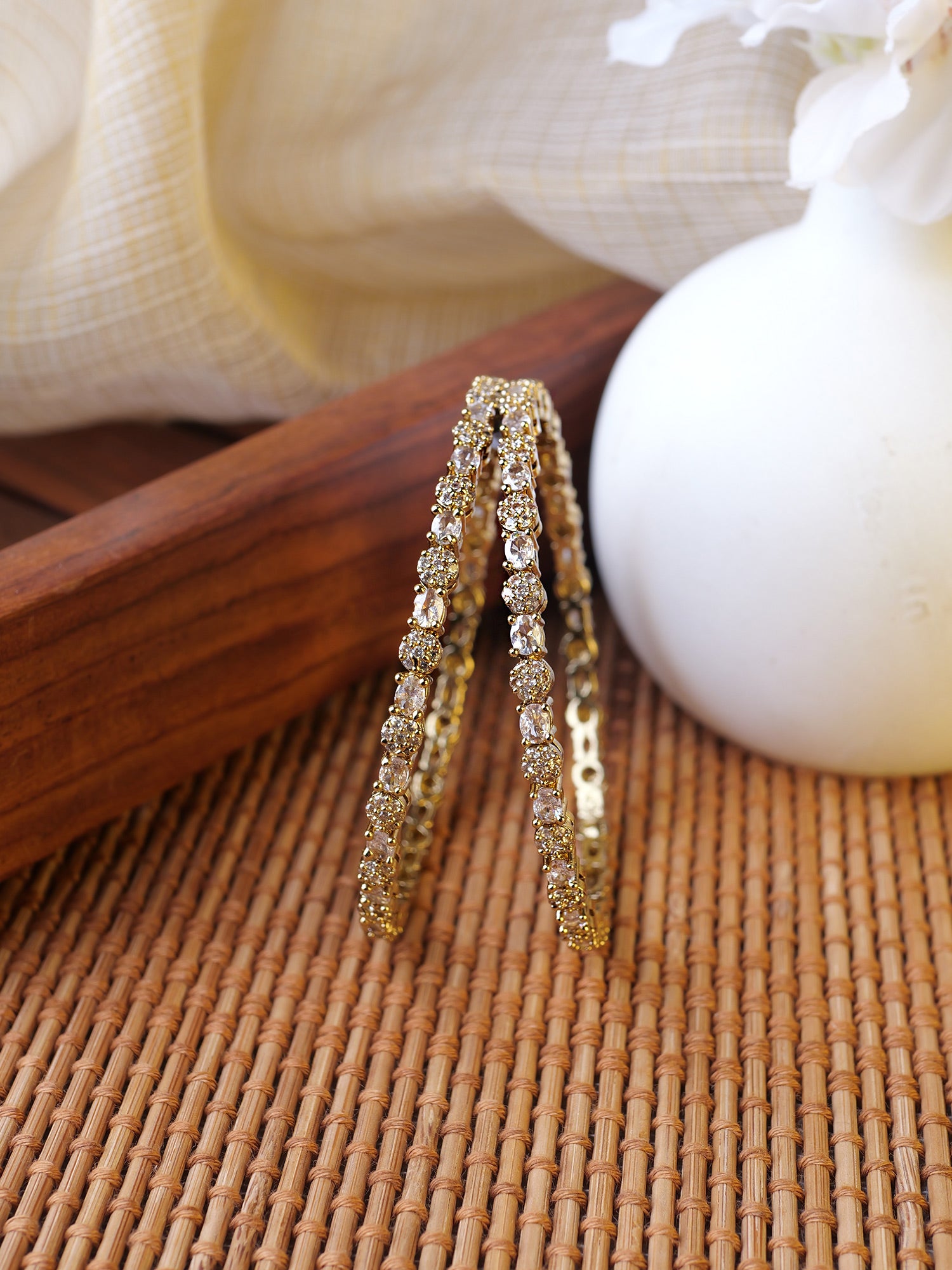 Devina Cubic Zirconia Bangles in White