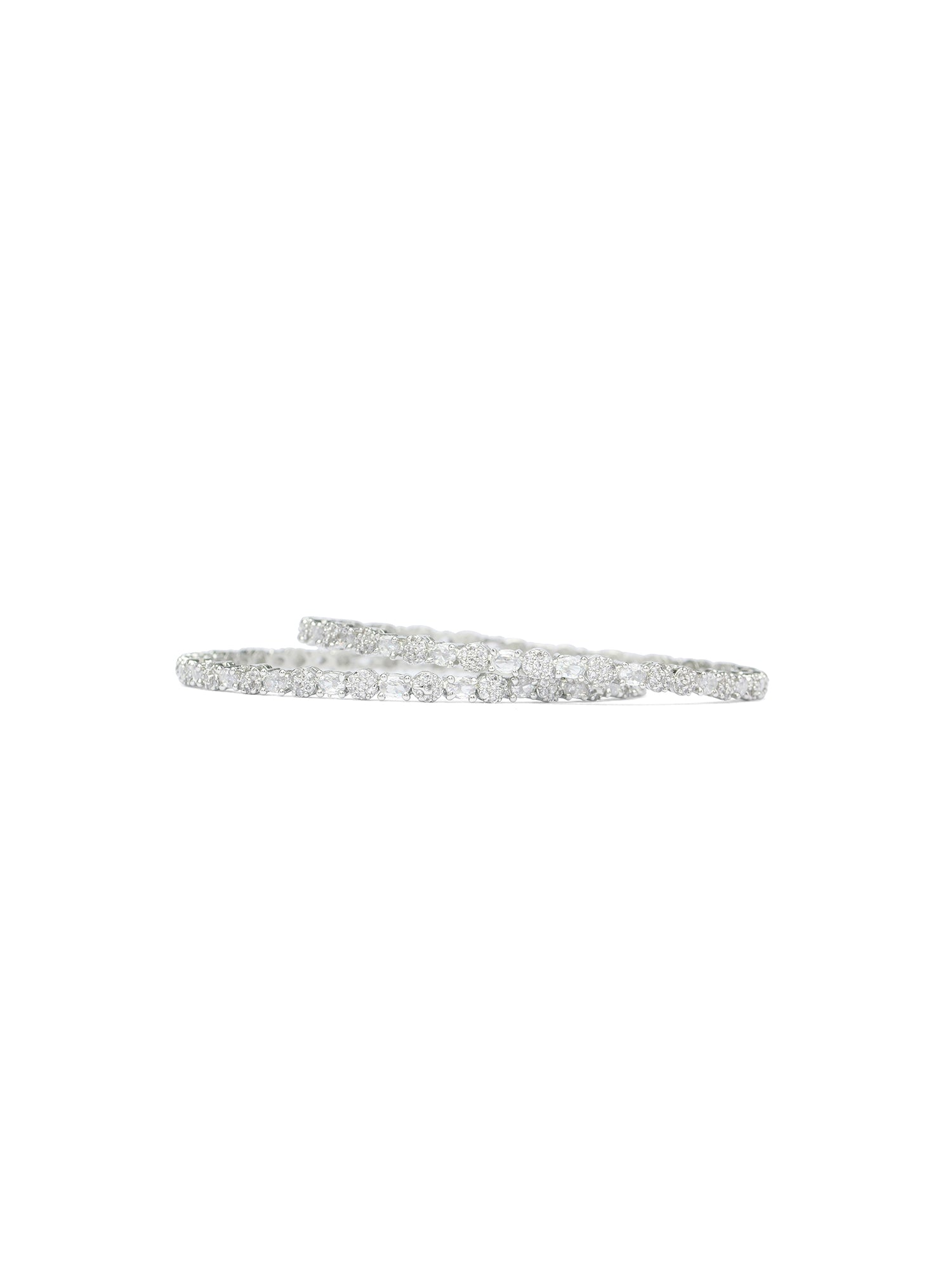 Devina Cubic Zirconia Bangles in Rhodium