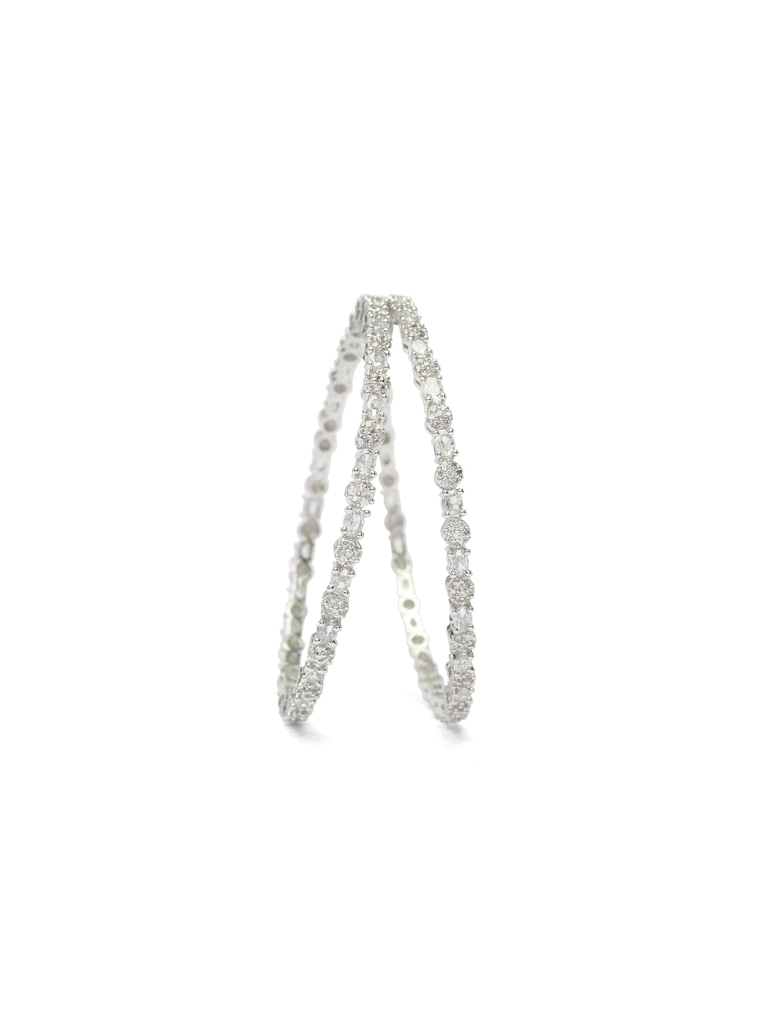 Devina Cubic Zirconia Bangles in Rhodium