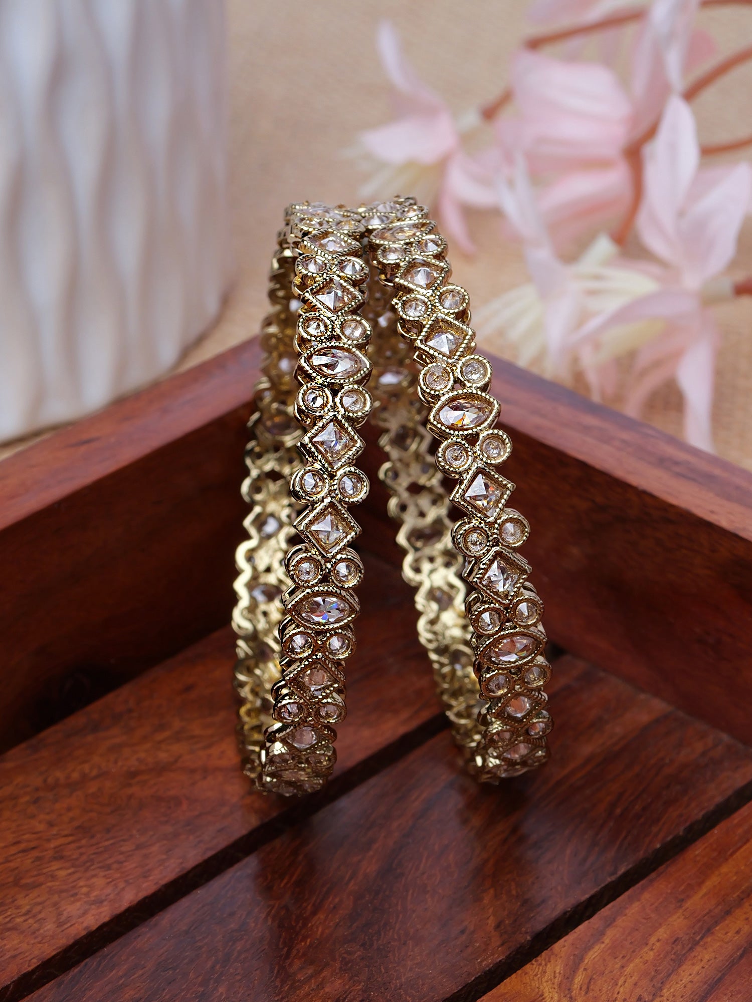 Dhara Kada Bangles in Champagne