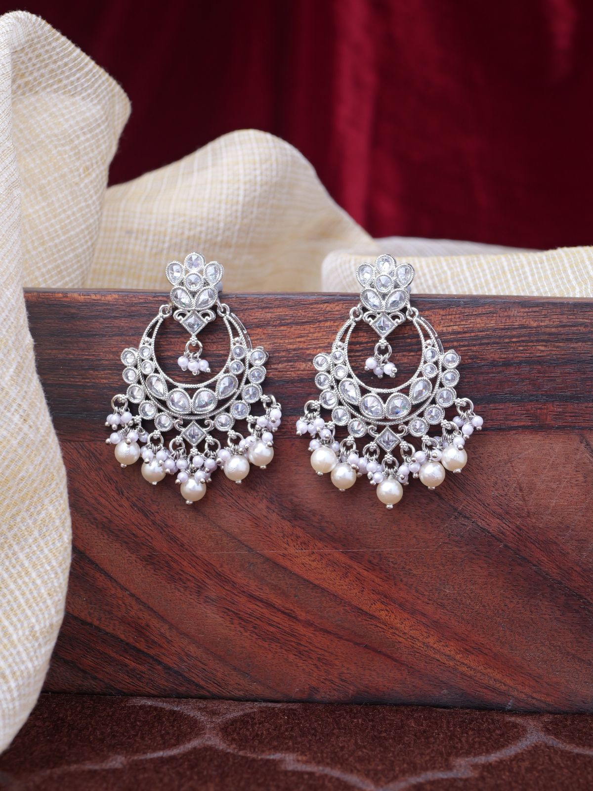 Dipa Chandbali Earrings in Rhodium