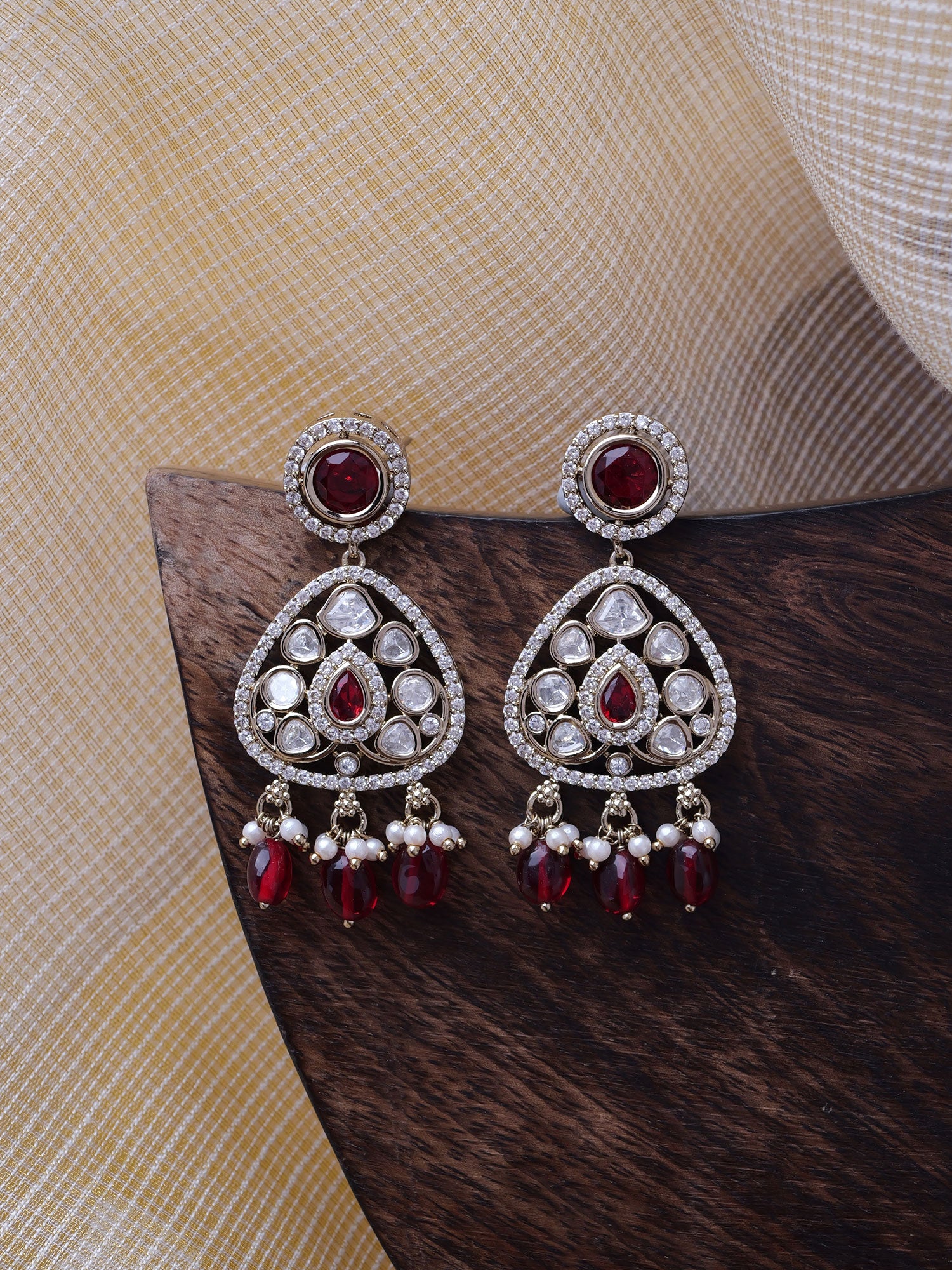 Divya Kundan Earrings in Maroon