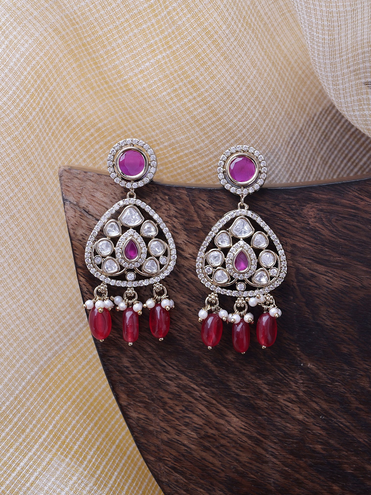 Divya Kundan Earrings in Ruby