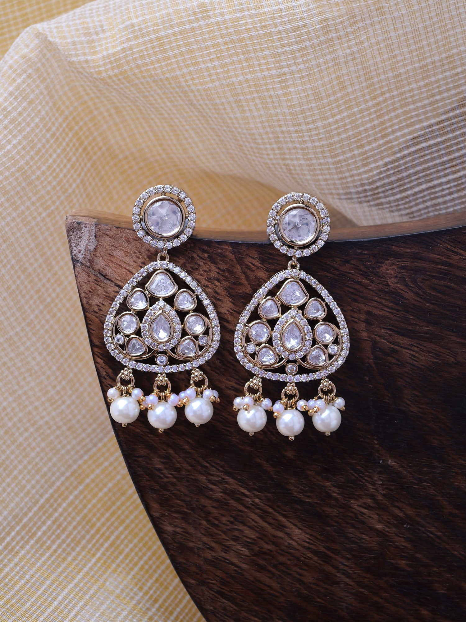 Divya Kundan Earrings in White