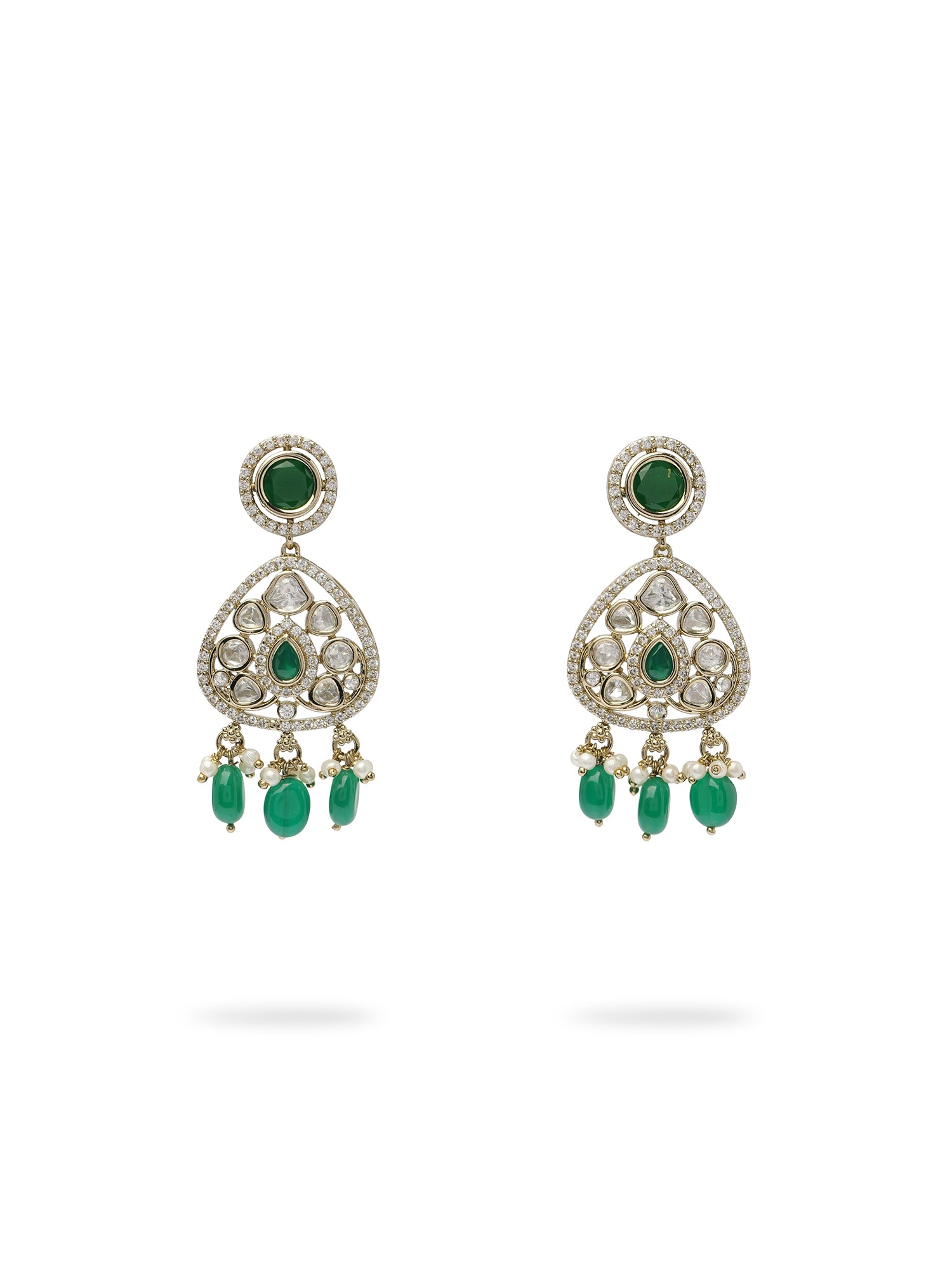 Divya Kundan Earrings in Green
