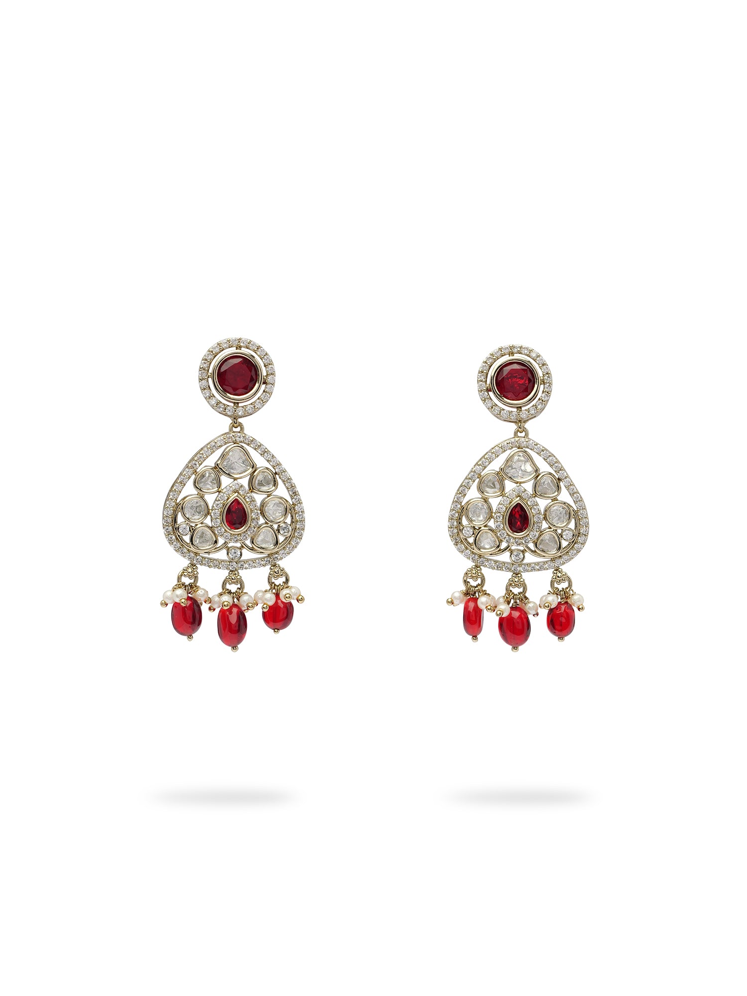 Divya Kundan Earrings in Maroon