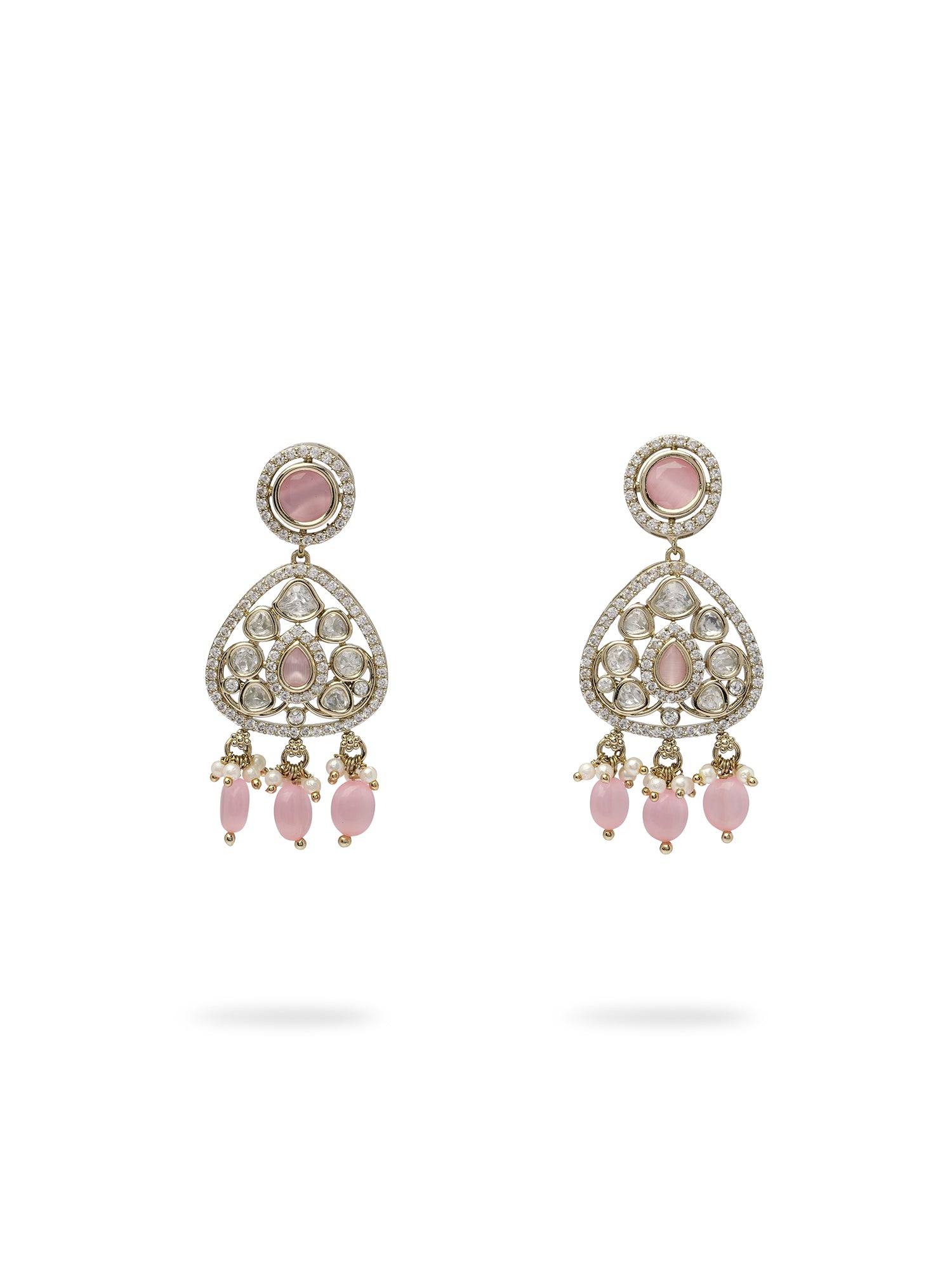 Divya Kundan Earrings in Pink
