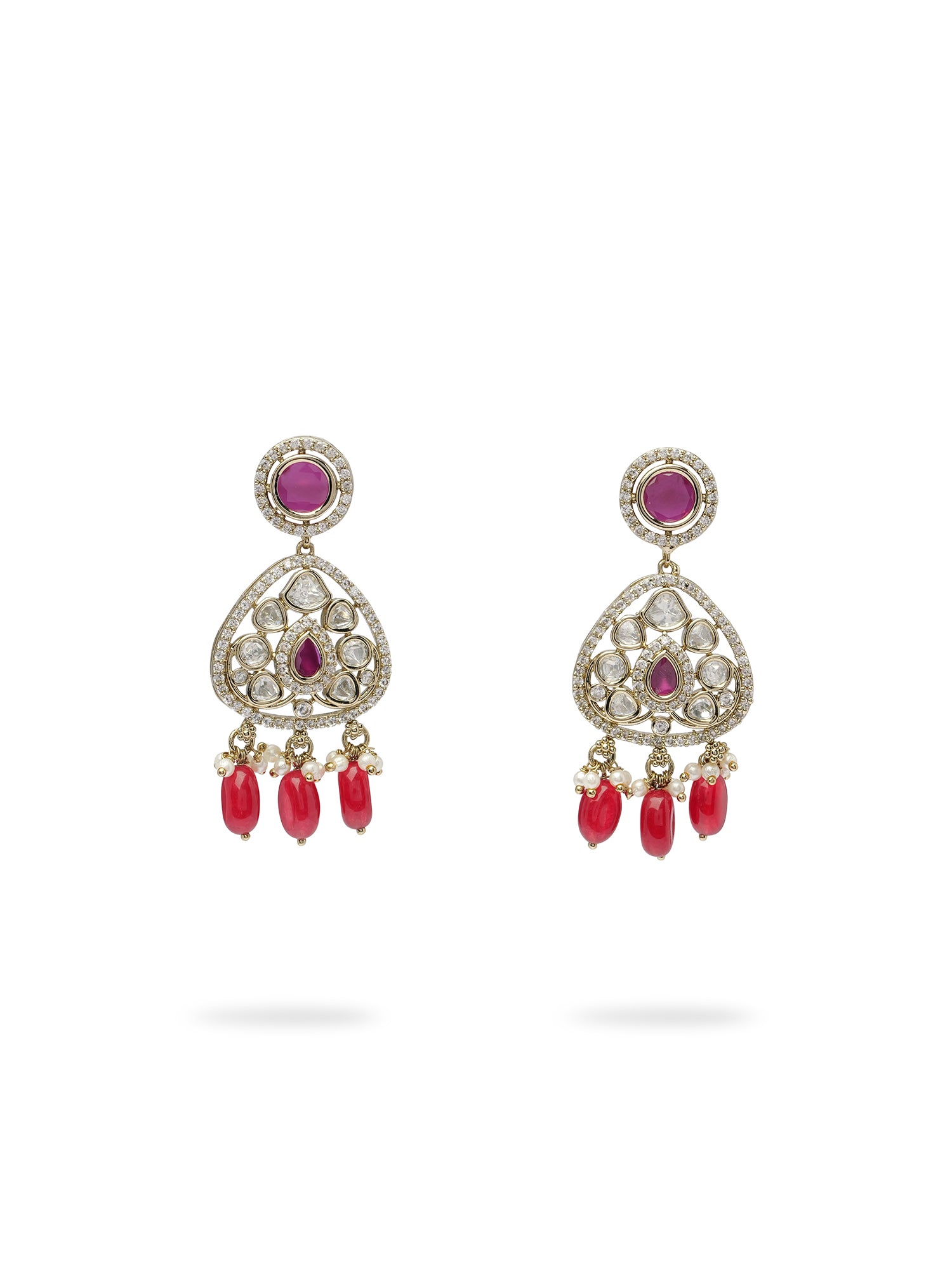 Divya Kundan Earrings in Ruby