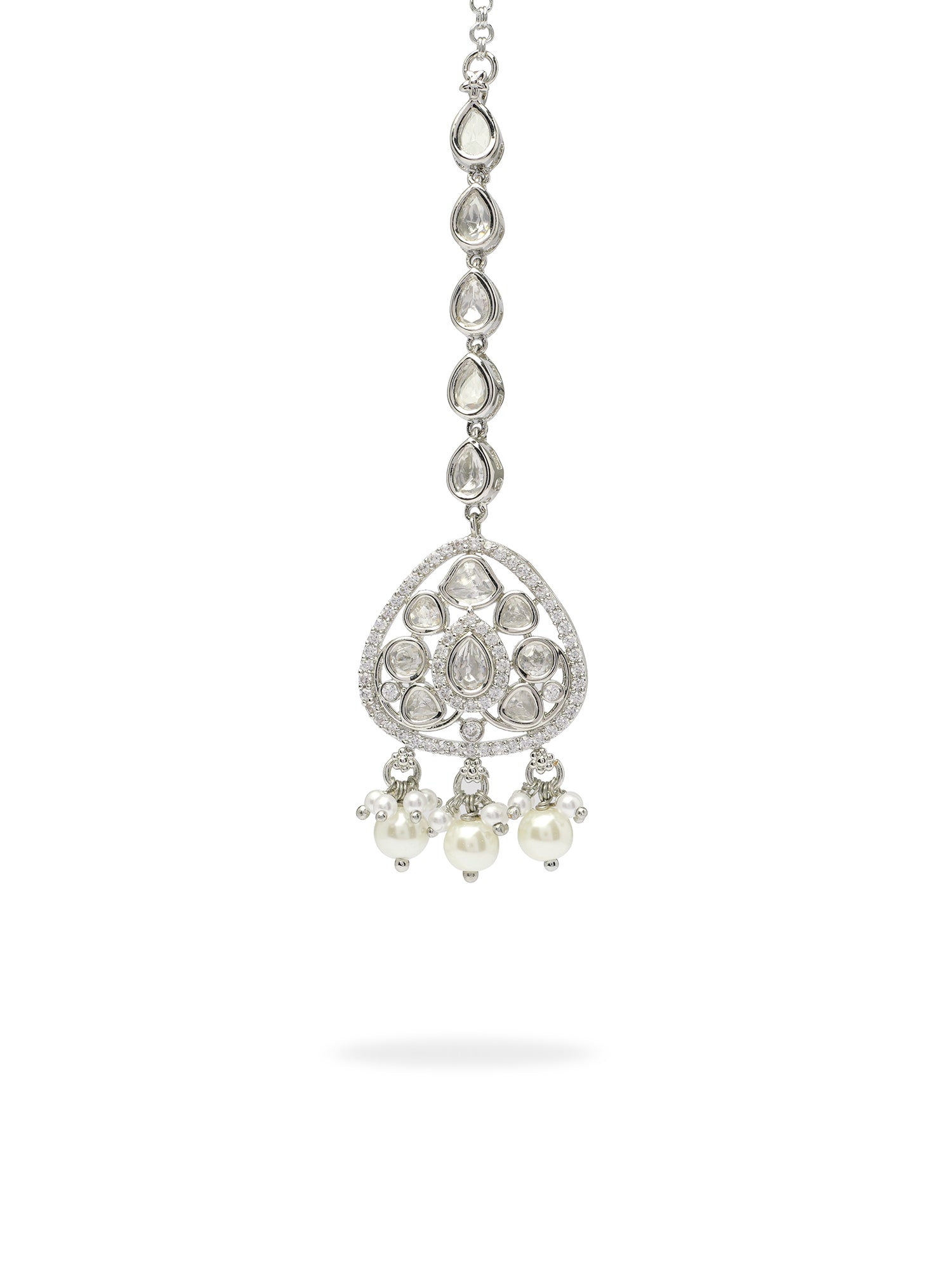 Divya Kundan Maang Tikka in Rhodium
