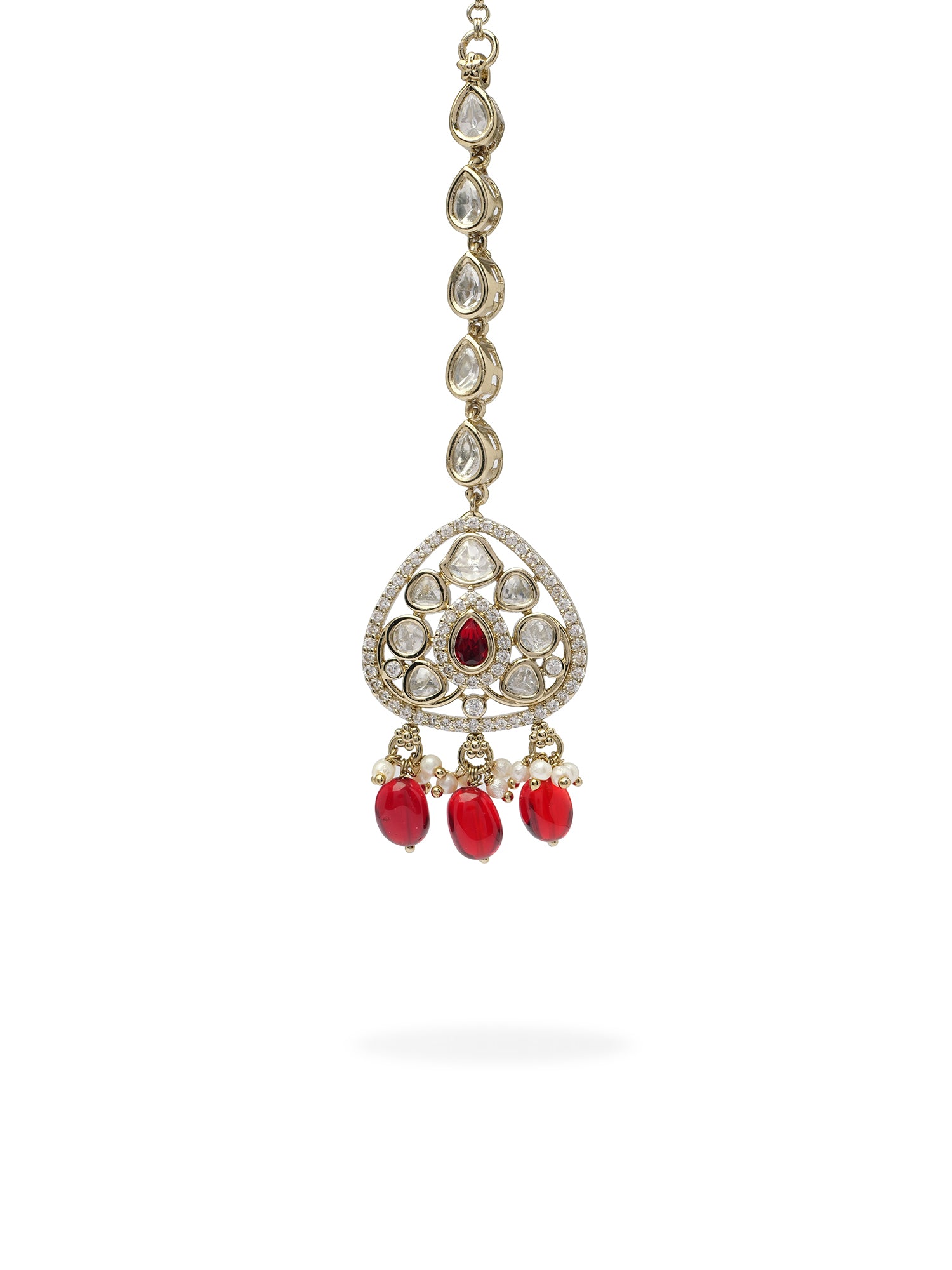 Divya Kundan Necklace Set in Maroon