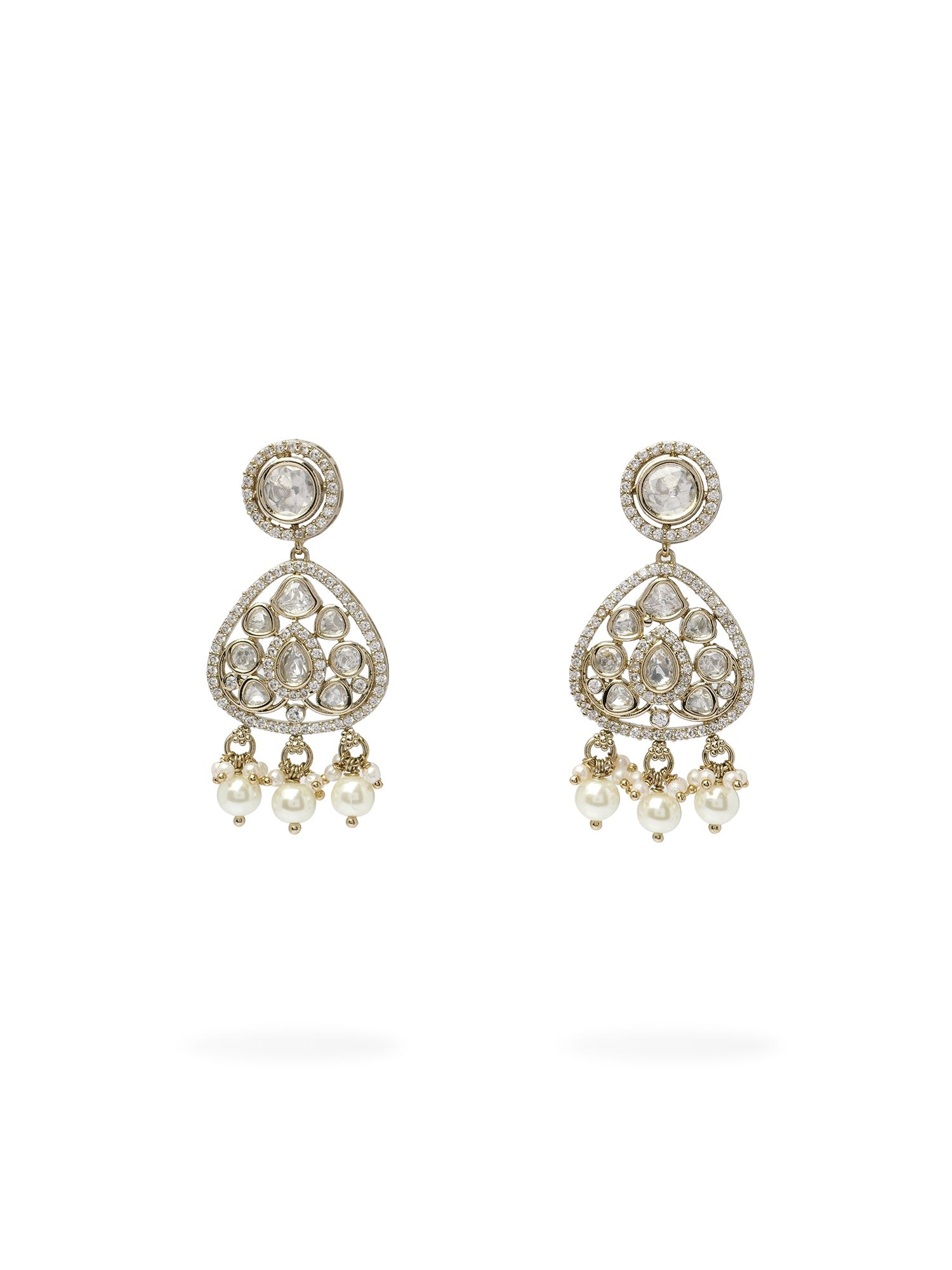 Divya Kundan Necklace Set in White