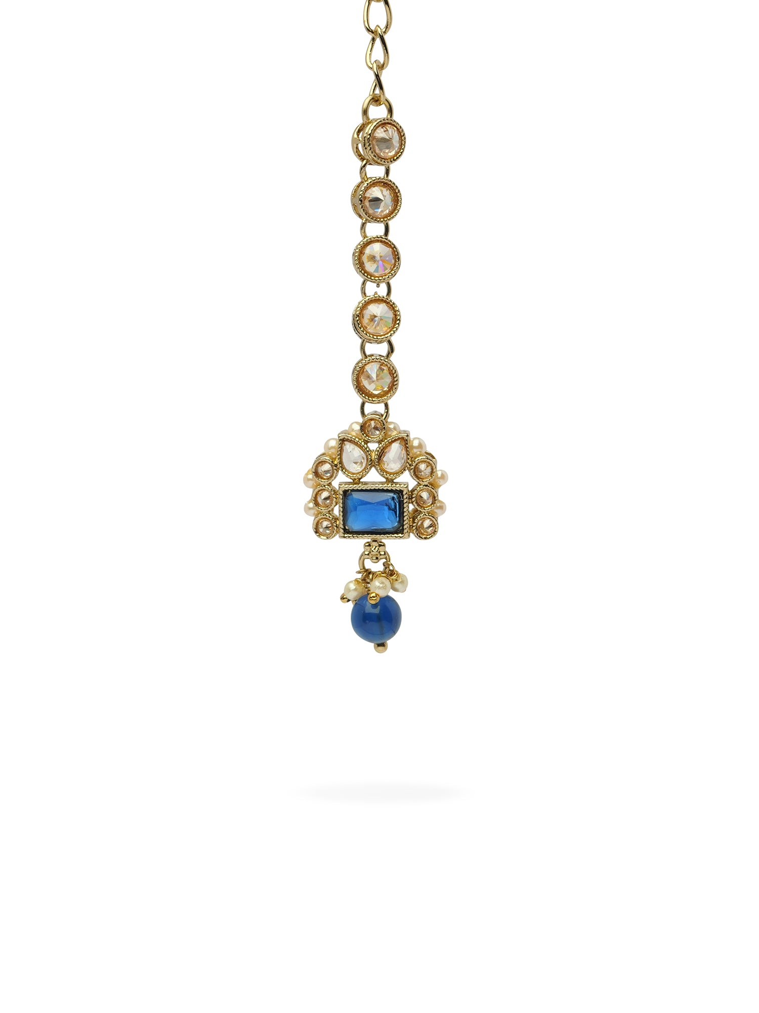 Dulari Necklace Set in Blue and Antique Gold