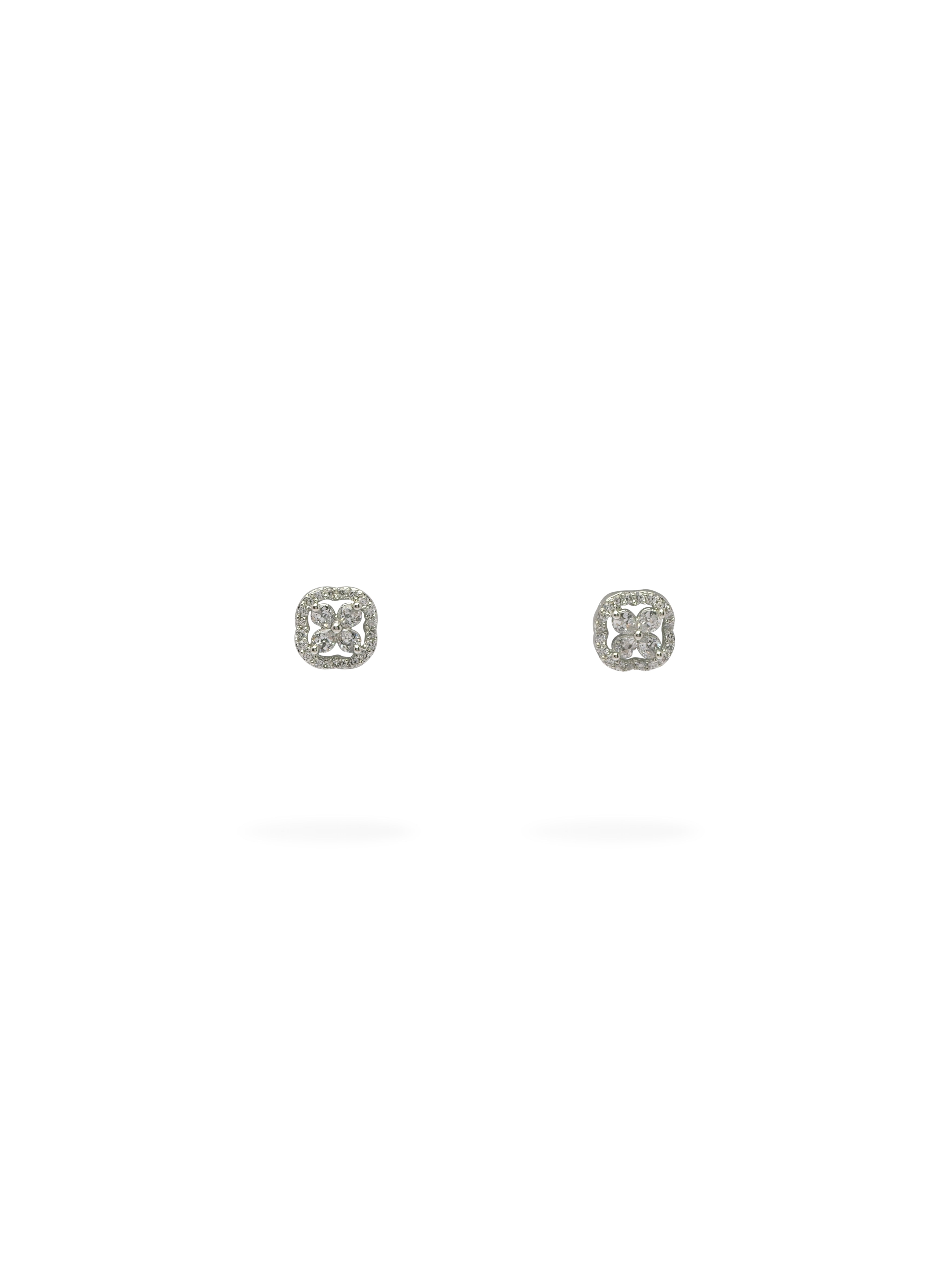 Eden Cubic Zirconia Ear Studs in Rhodium