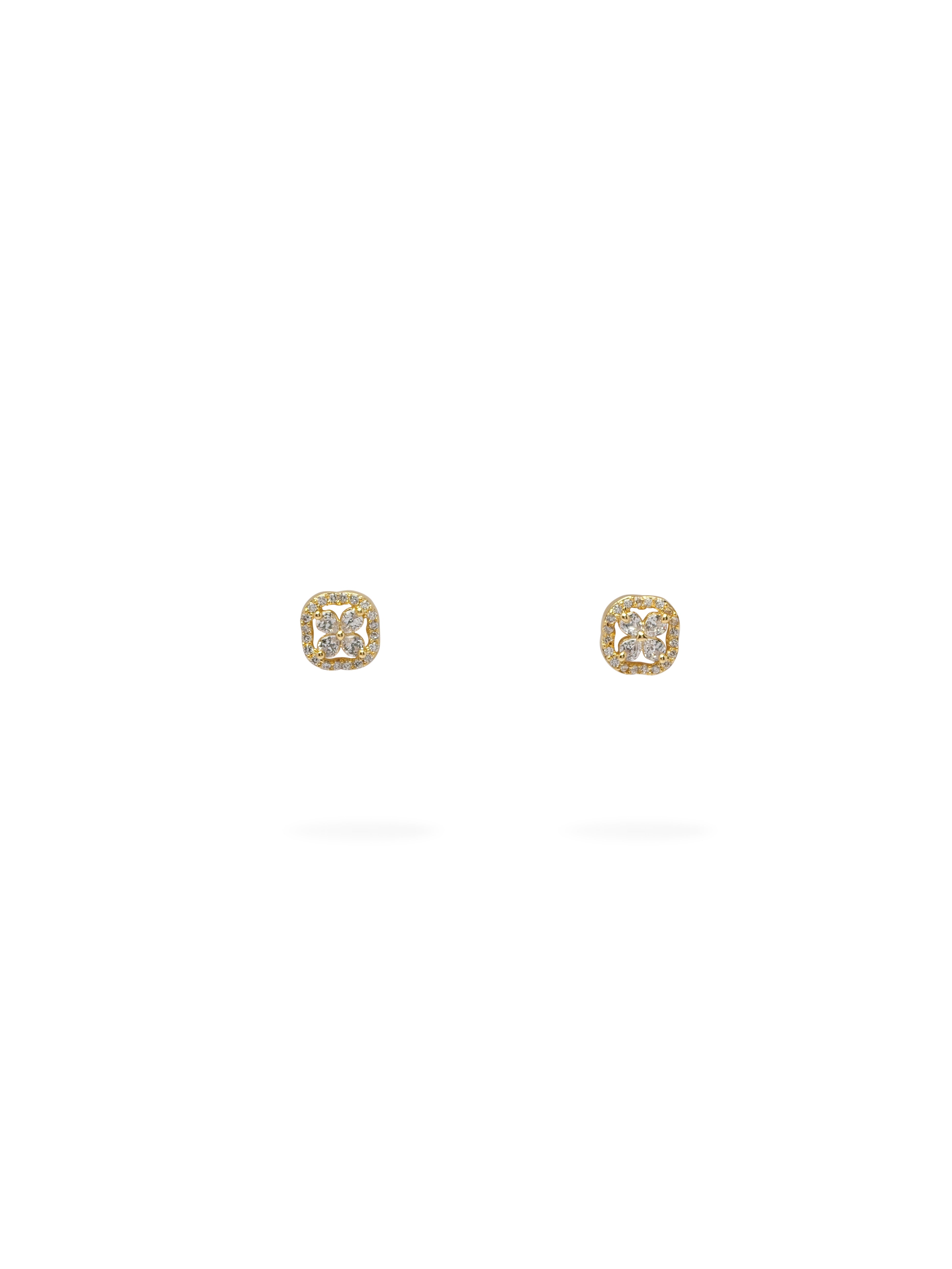 Eden Cubic Zirconia Ear Studs in White and Gold