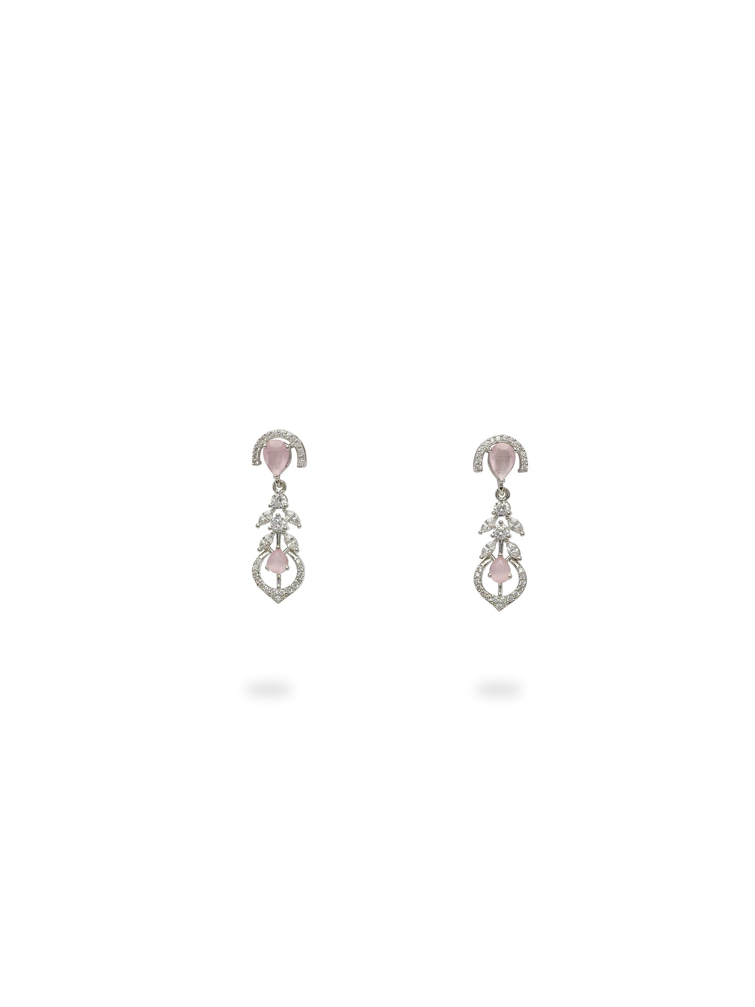 Elara Cubic Zirconia Necklace Set in Pink and Rhodium