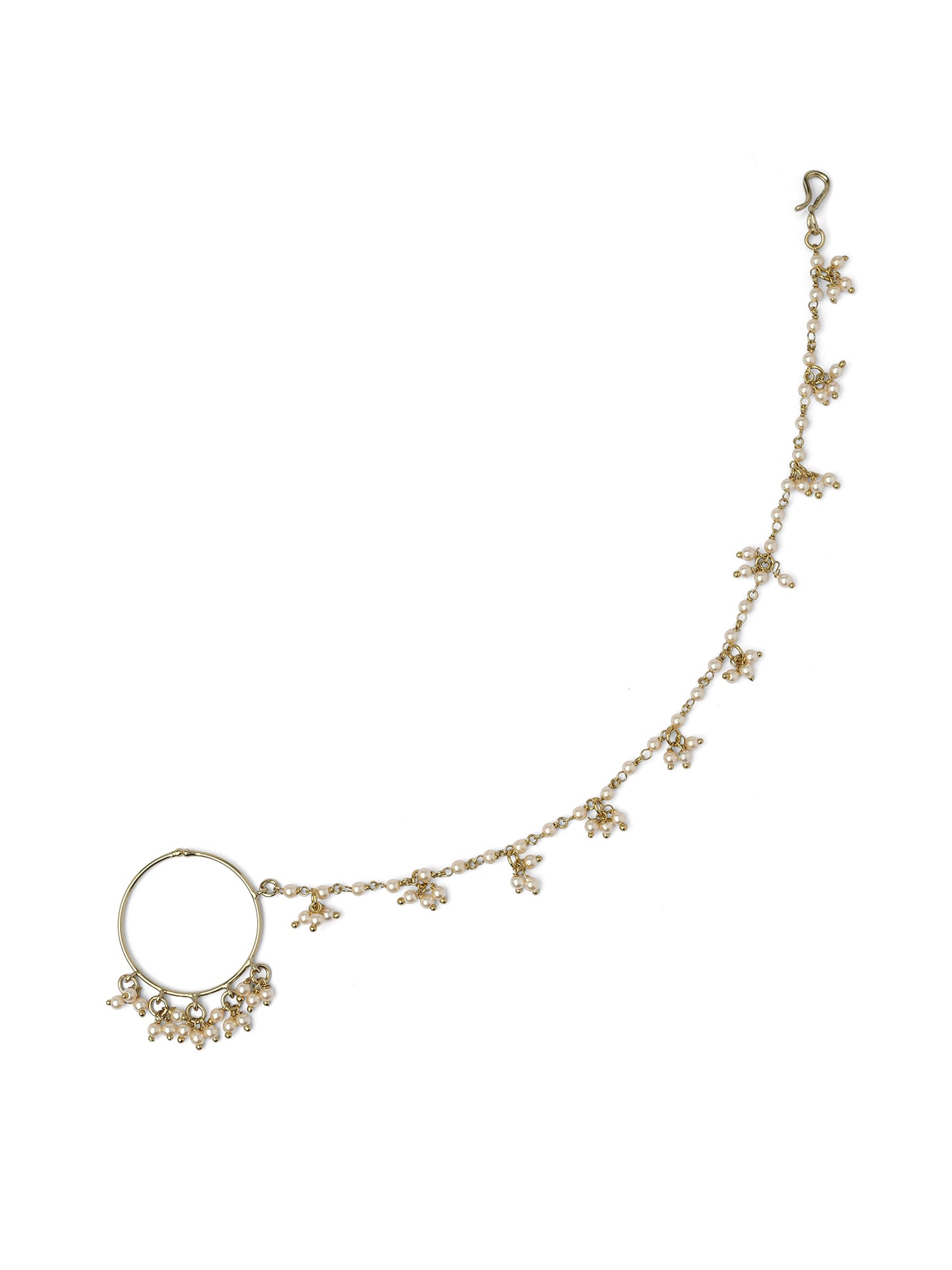 Elegant 1 Inch Pearl Cluster Bridal Nose Ring 