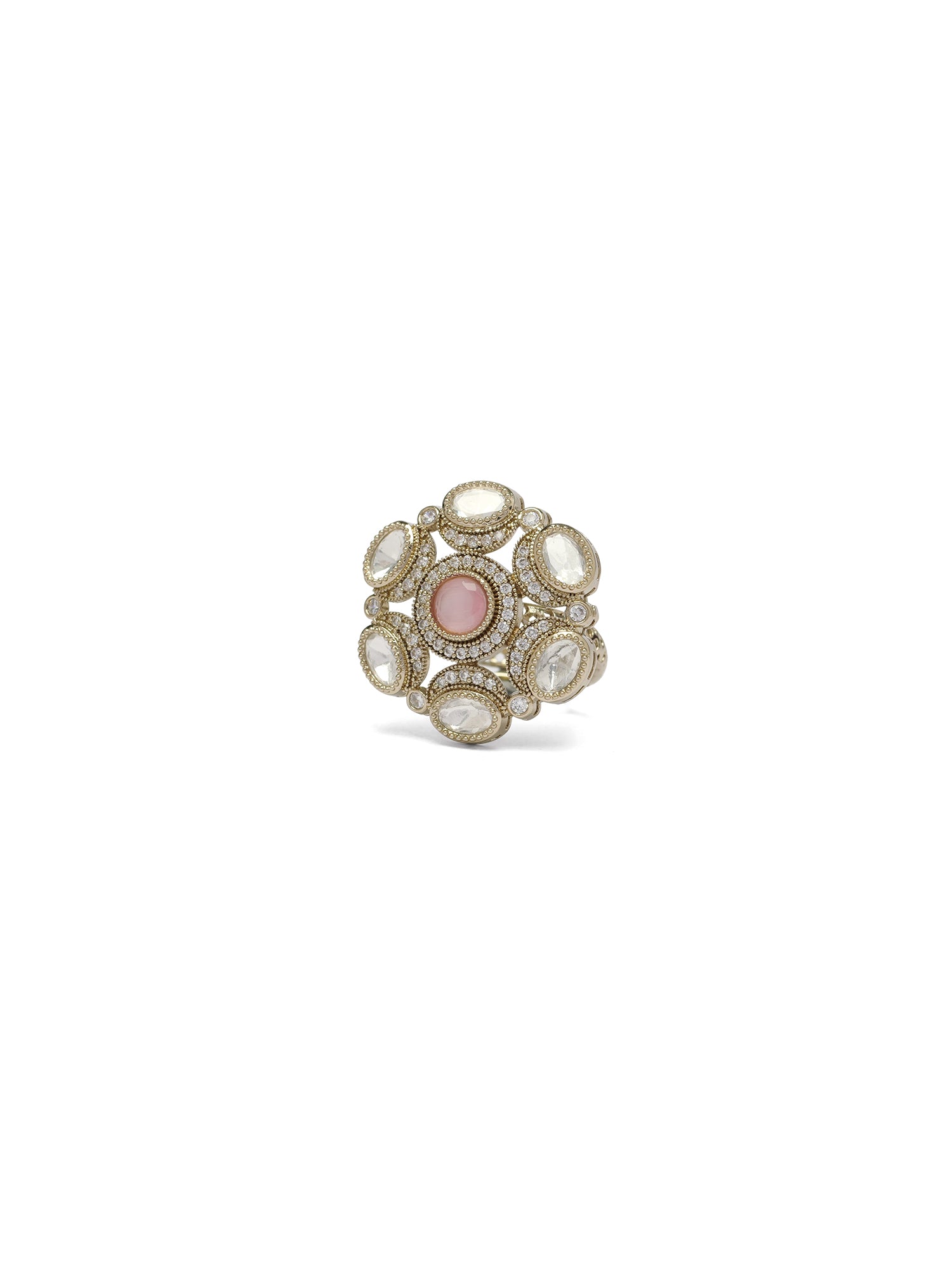 Esha Kundan Ring in Light Pink