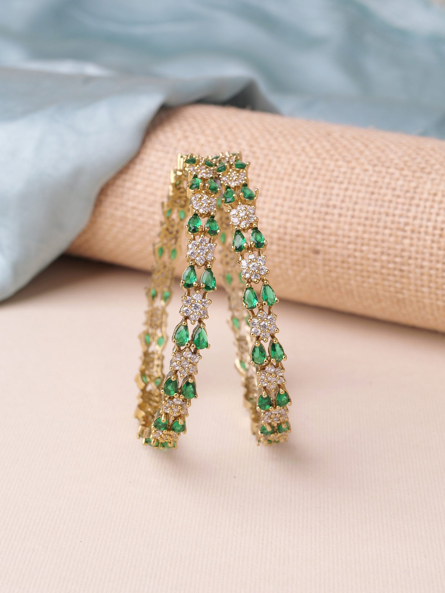 Eshana Cubic Zirconia Bangles in Green