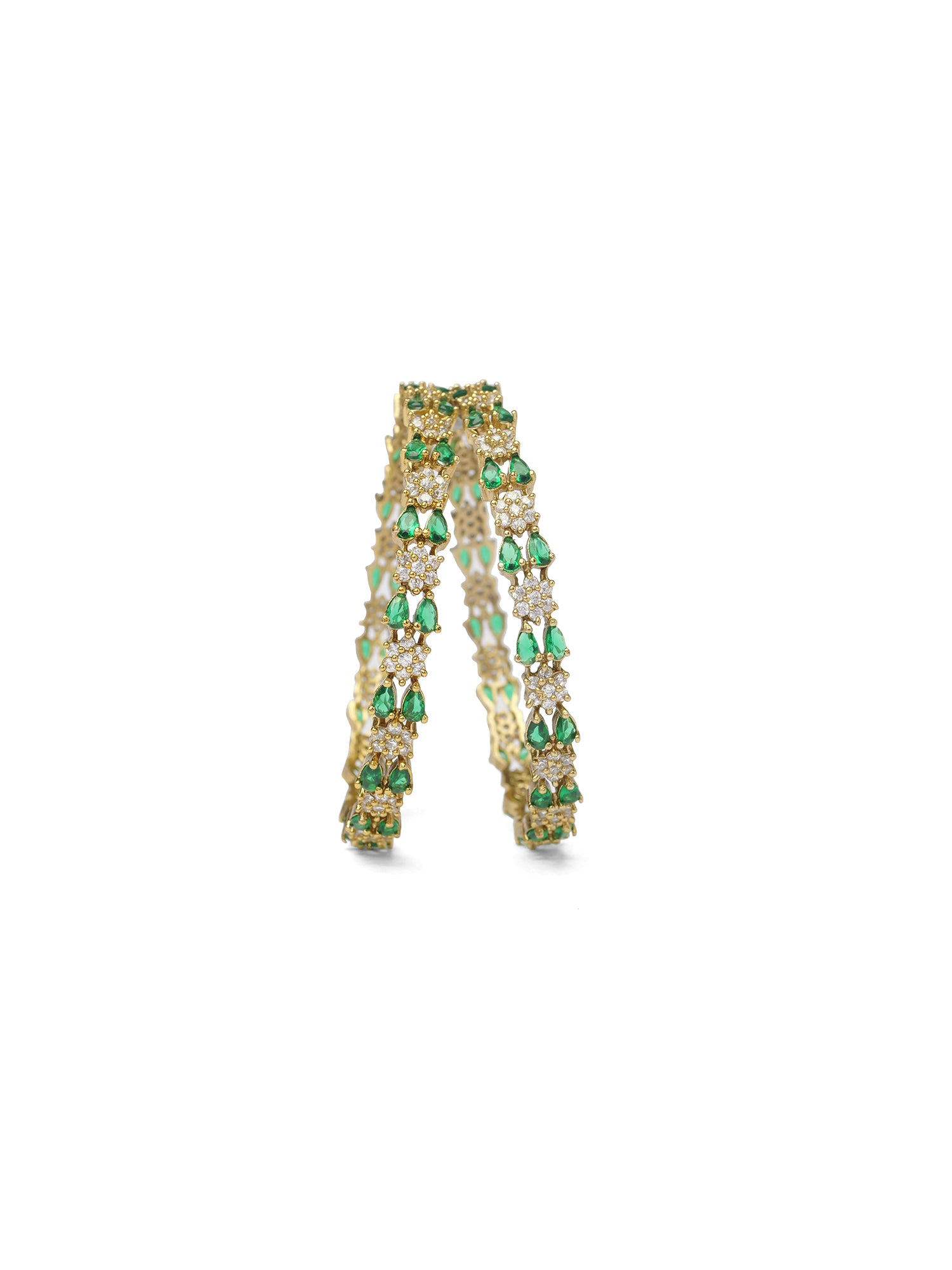 Eshana Cubic Zirconia Bangles in Green
