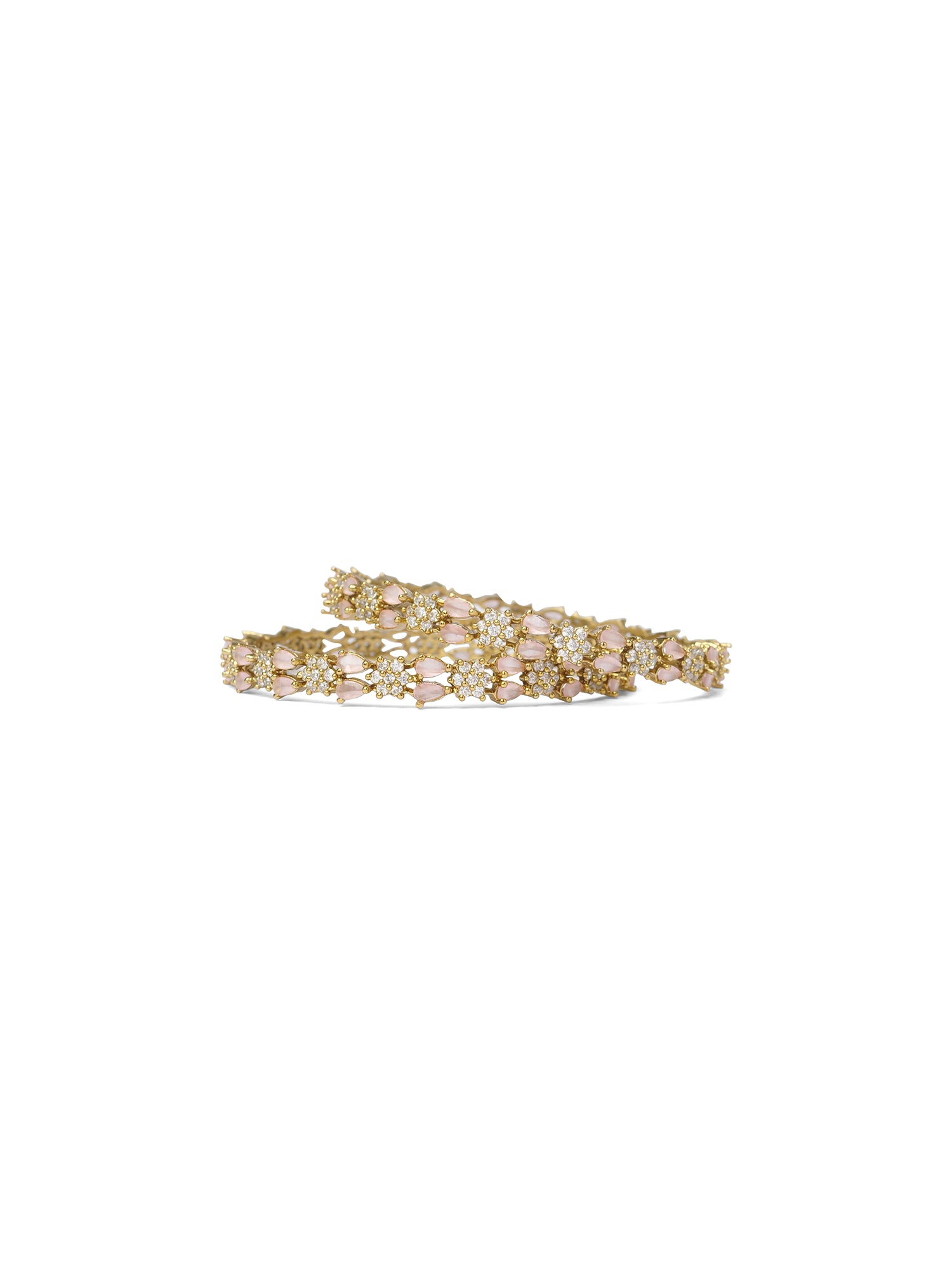 Eshana Cubic Zirconia Bangles in Light Pink