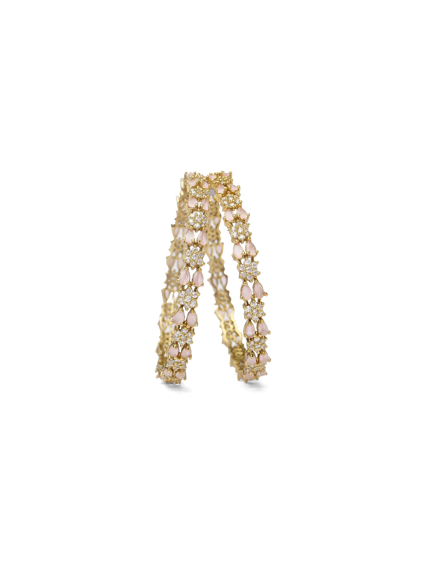 Eshana Cubic Zirconia Bangles in Light Pink