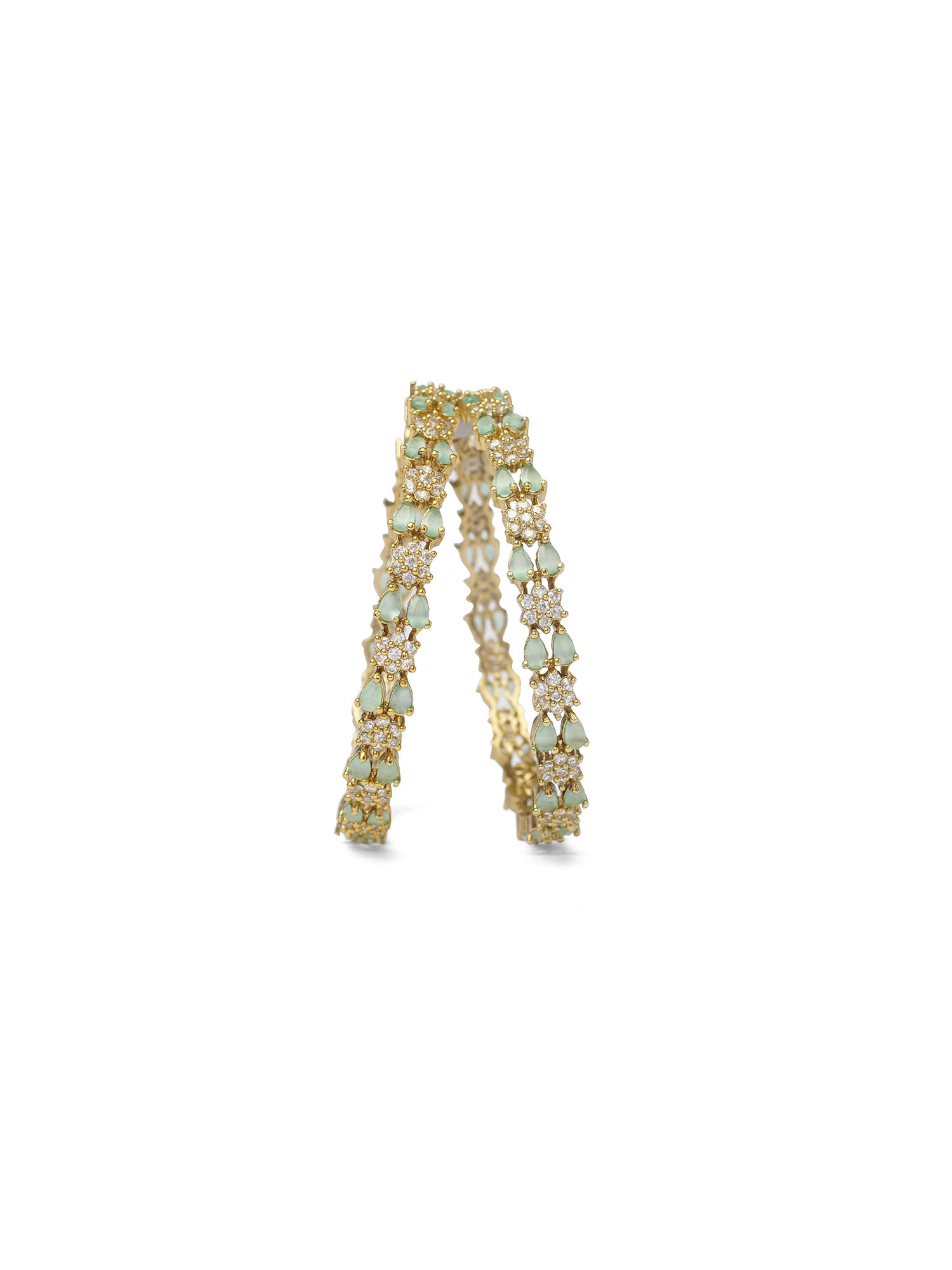 Eshana Cubic Zirconia Bangles in Mint