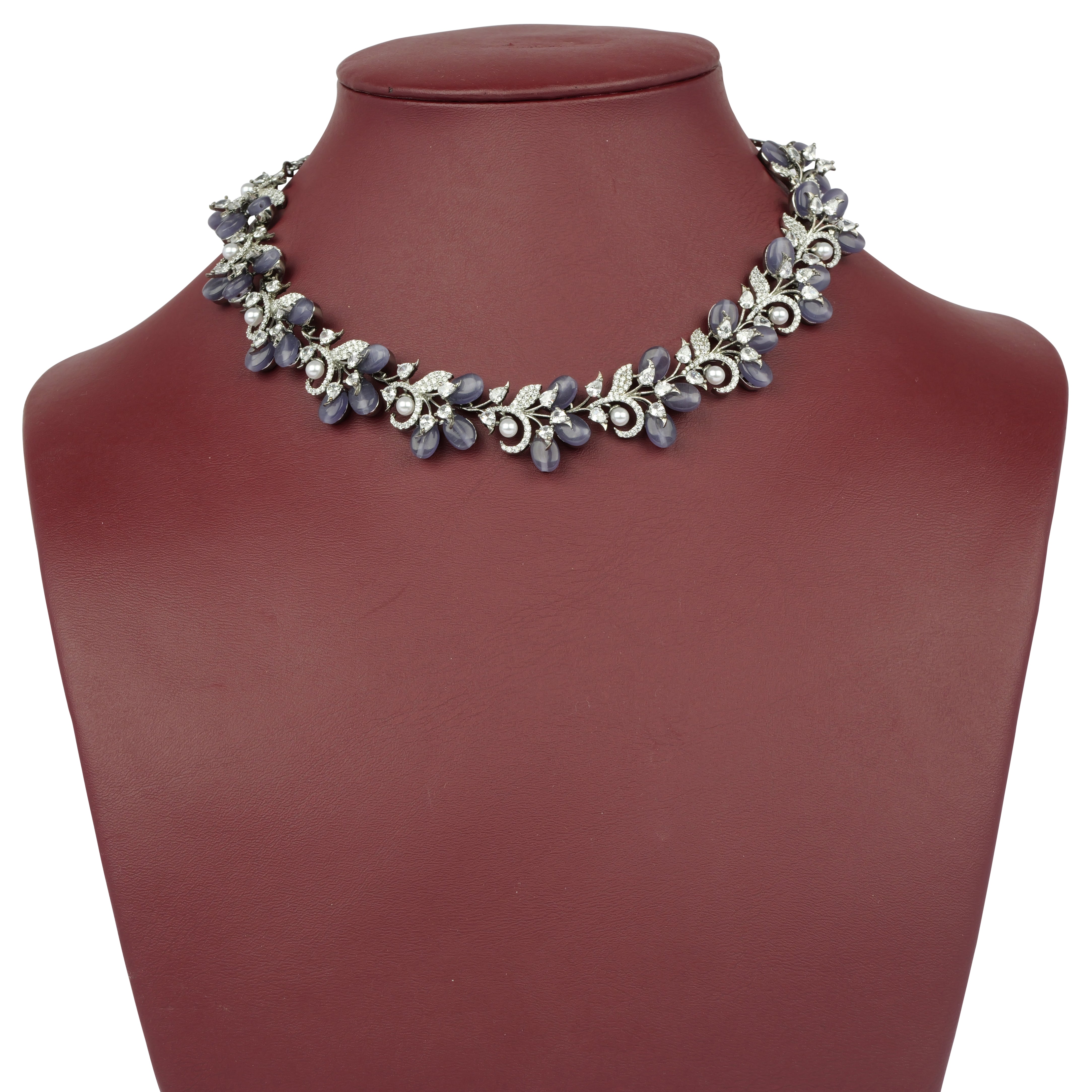 Esme Cubic Zirconia Necklace Set in Purple