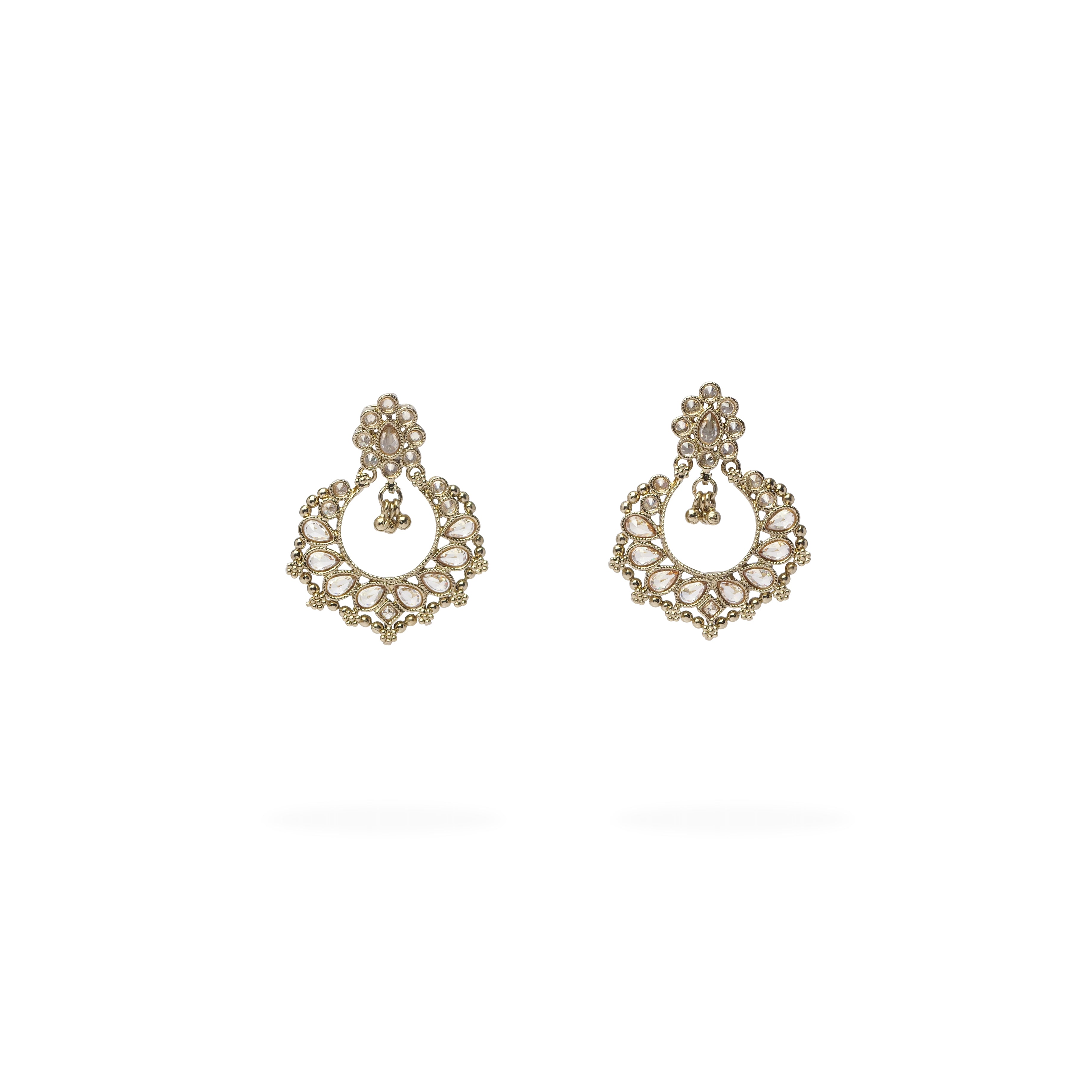 Ethnic Bead-Edge Earrings in Gold Bead