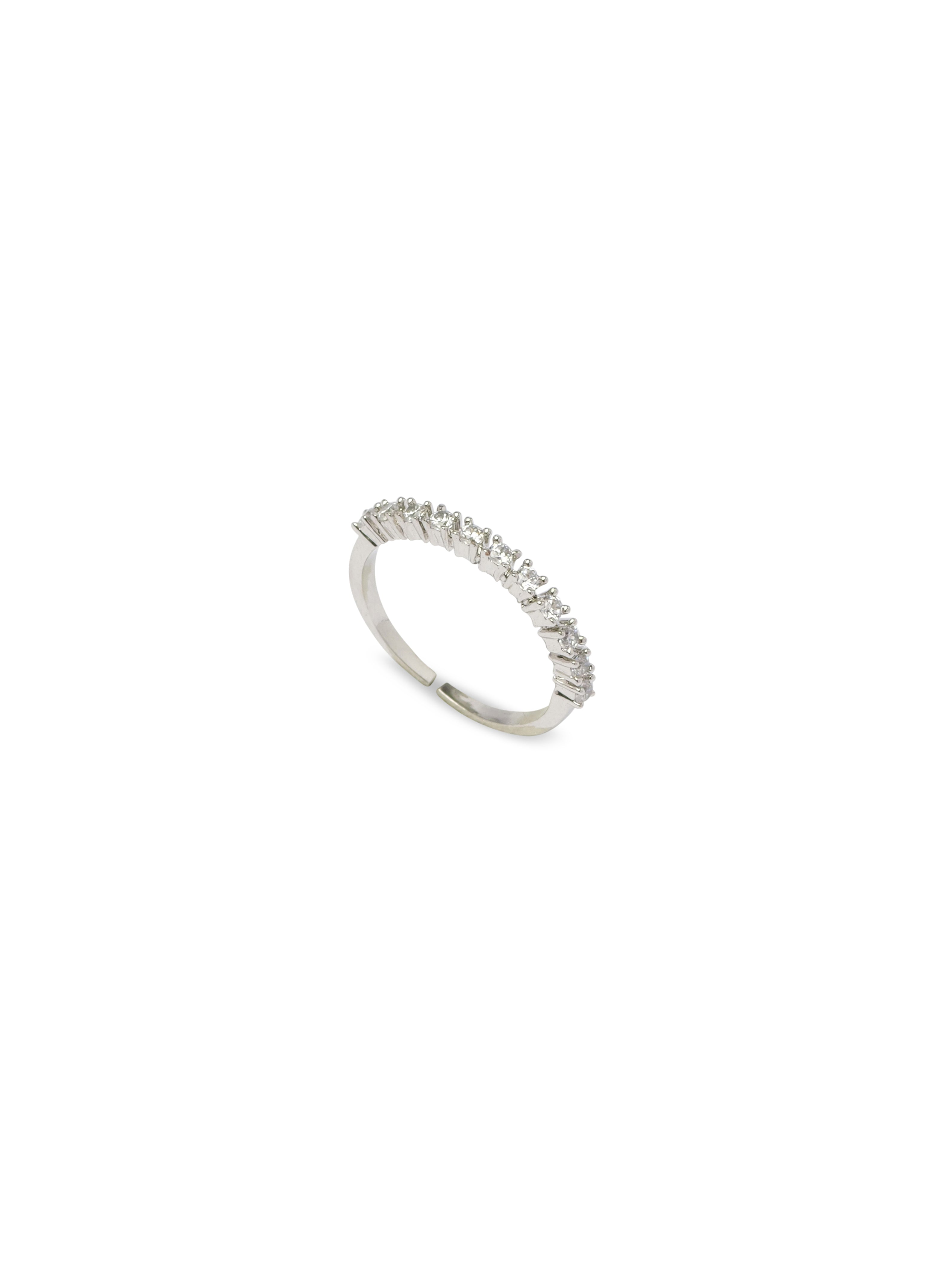 Evie Cubic Zirconia Ring in Rhodium