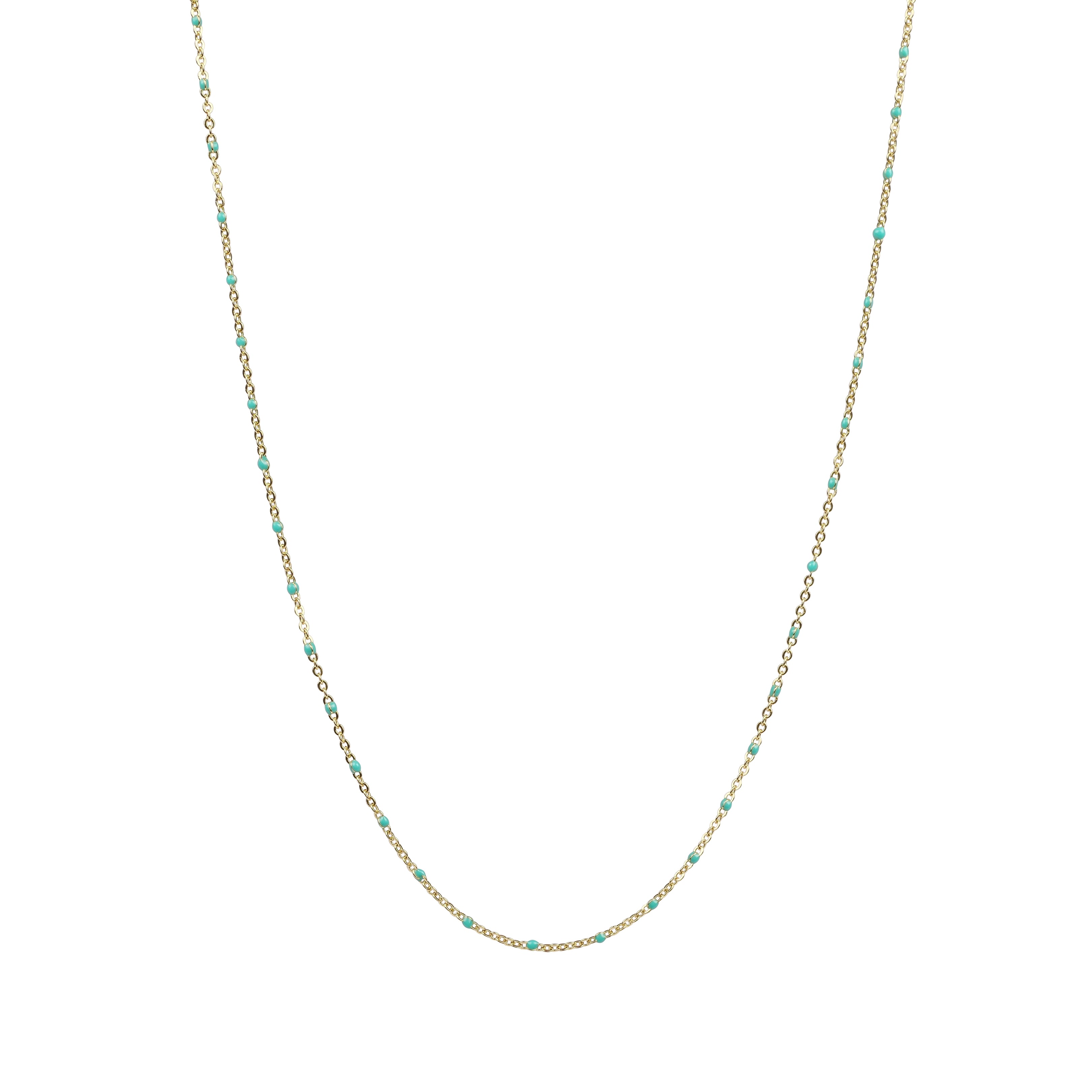 Delicate Green Bead Chain in Gold