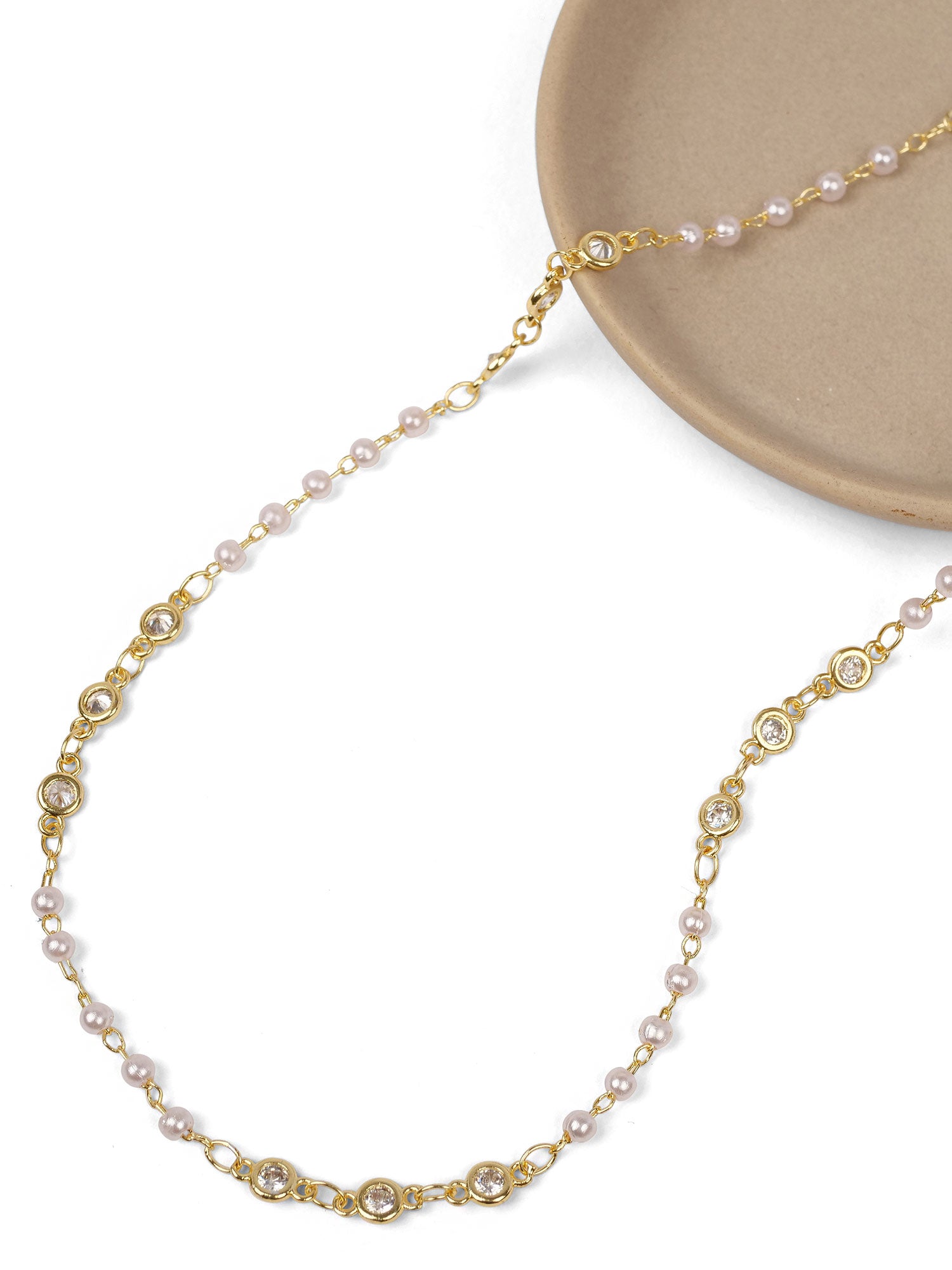 Delicate Pearl and White Crystal Chain