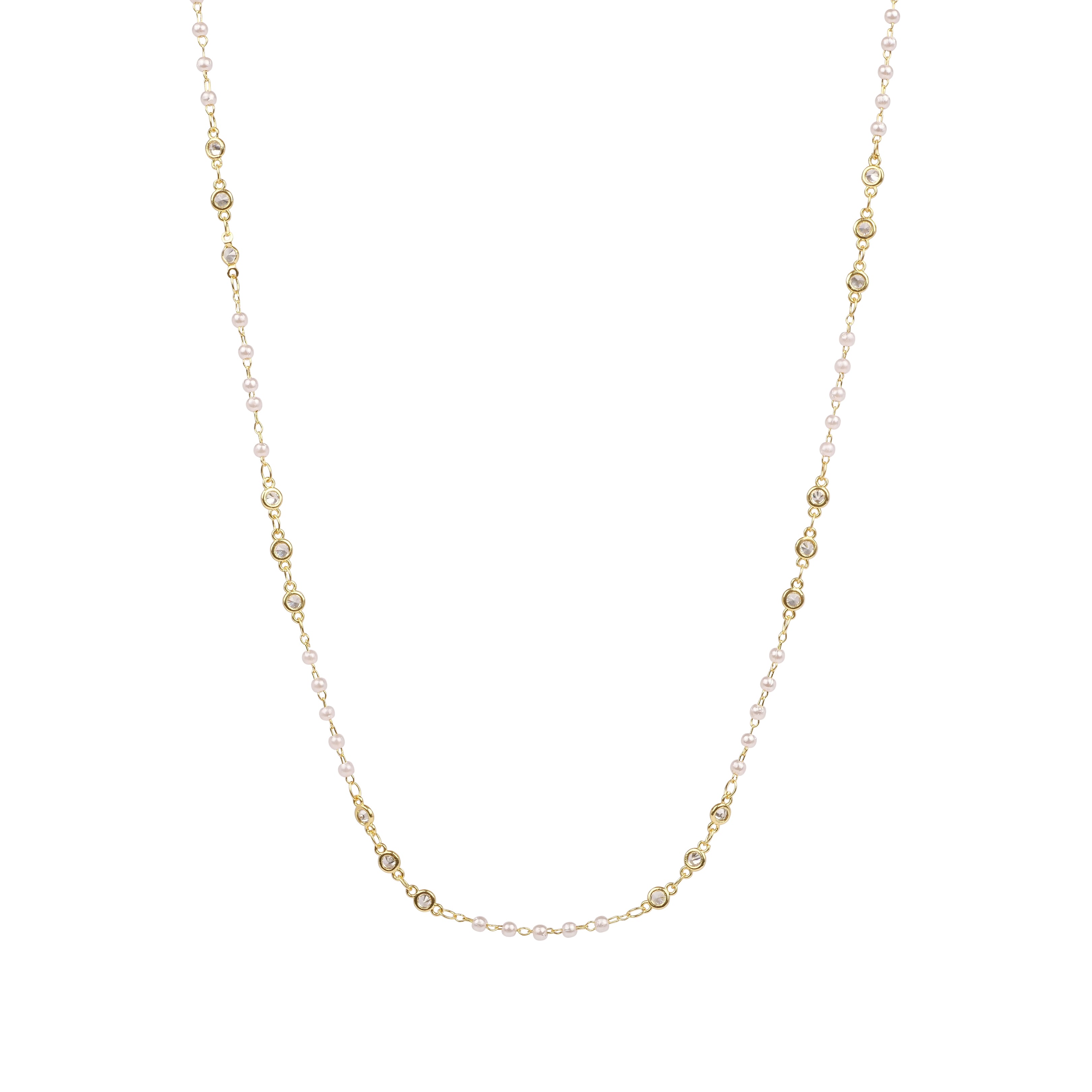 Delicate Pearl and White Crystal Chain