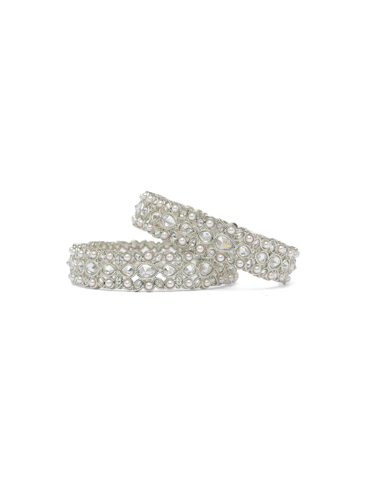 Fara Kada Bangles in Rhodium