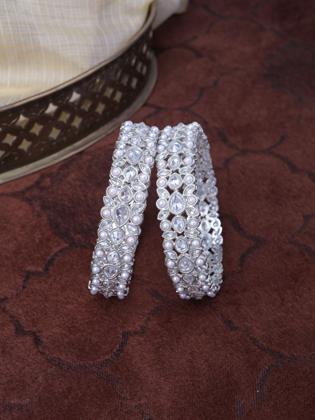 Fara Kada Bangles in Rhodium