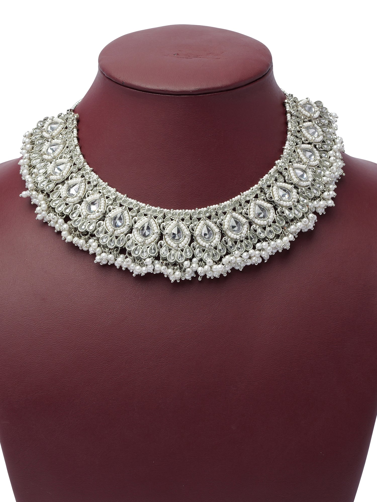 Fareeha Necklace Set in Rhodium