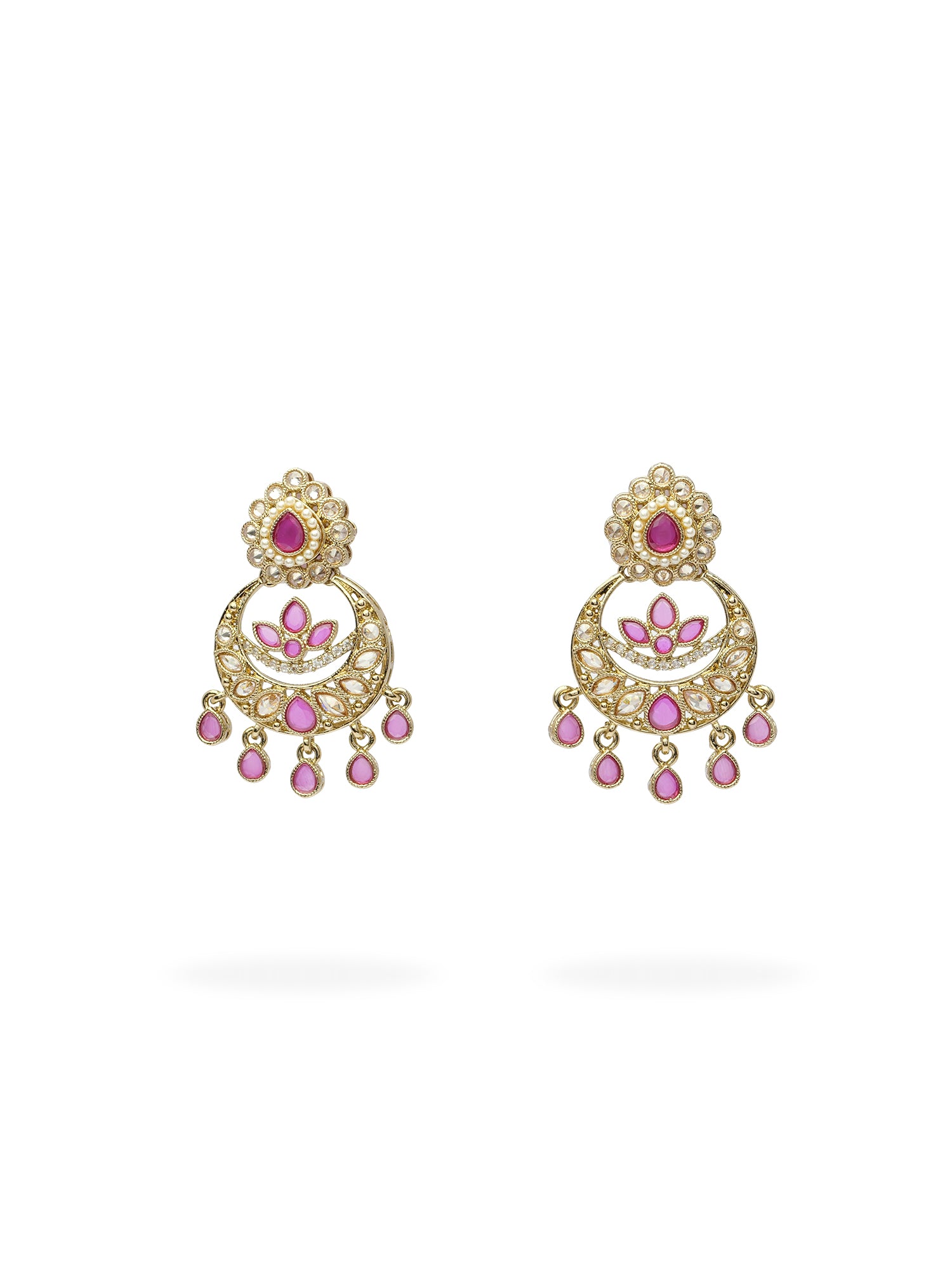 Fariha Pearl Earrings in Hot Pink