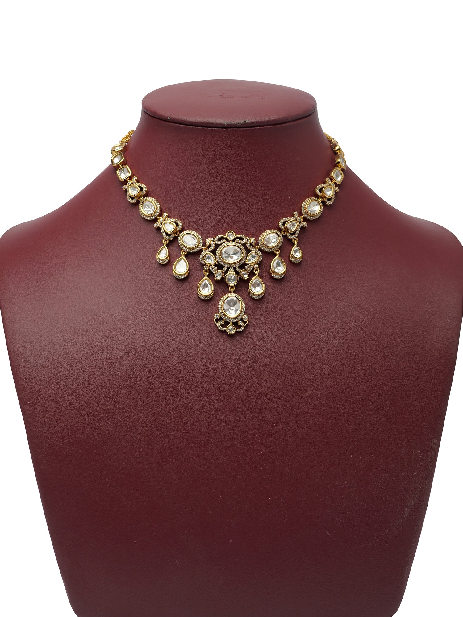 Firoza Kundan Necklace Set in White